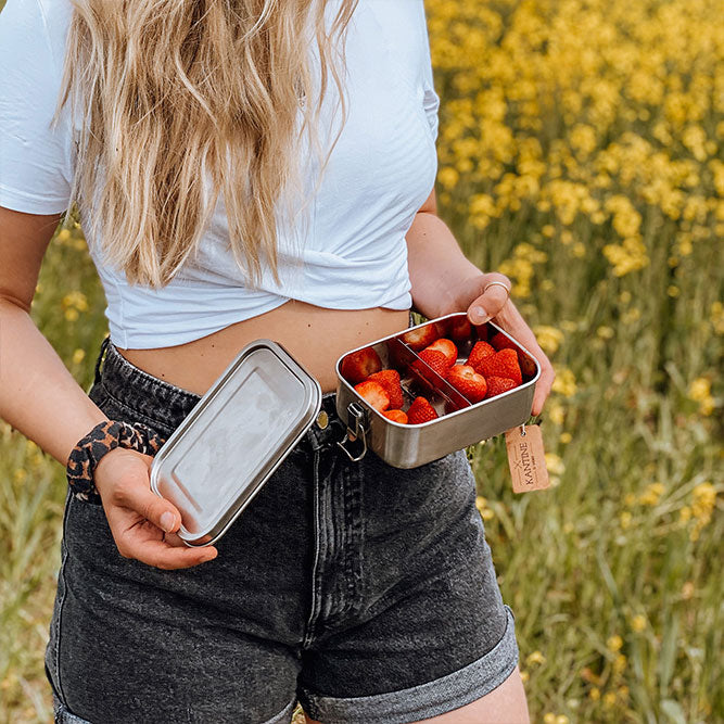 Lunchbox Classic Auslaufsichere Edelstahl Brotdose Mit Flexibler Trennwand Und 2 Fächern 800 Ml Fassungsvermögen
