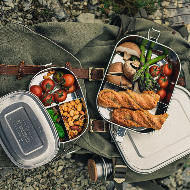 Lunchbox Classic XL Auslaufsichere Edelstahl Brotdose Mit Flexibler Trennwand Und Zwei Fächern 1400 Ml Fassungsvermögen