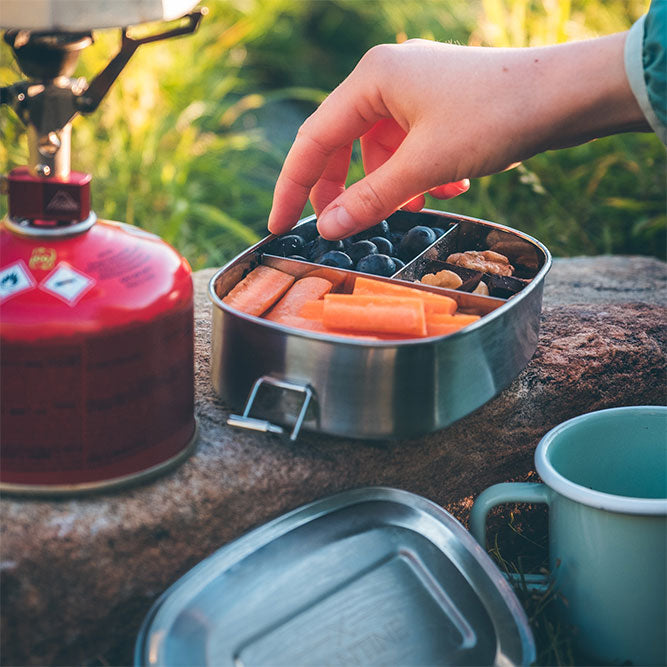 Edelstahl Lunchbox Maya III Mit Fester Trennwand Und Drei Fächer 500ml Clipverschluss Für Kinder