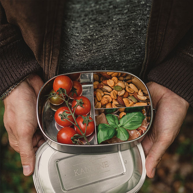 Edelstahl Lunchbox Maya III Mit Fester Trennwand Und Drei Fächer 500ml Clipverschluss Für Kinder