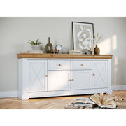 Milano Elite Massivholz Kiefer Lowboard Kommode 2.4 | Farbe Weiß/Kiefer