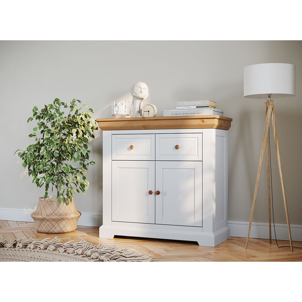 Milano Elite Massivholz Kiefer Schubladen Kommode 2.2 | Farbe Weiß/Kiefer