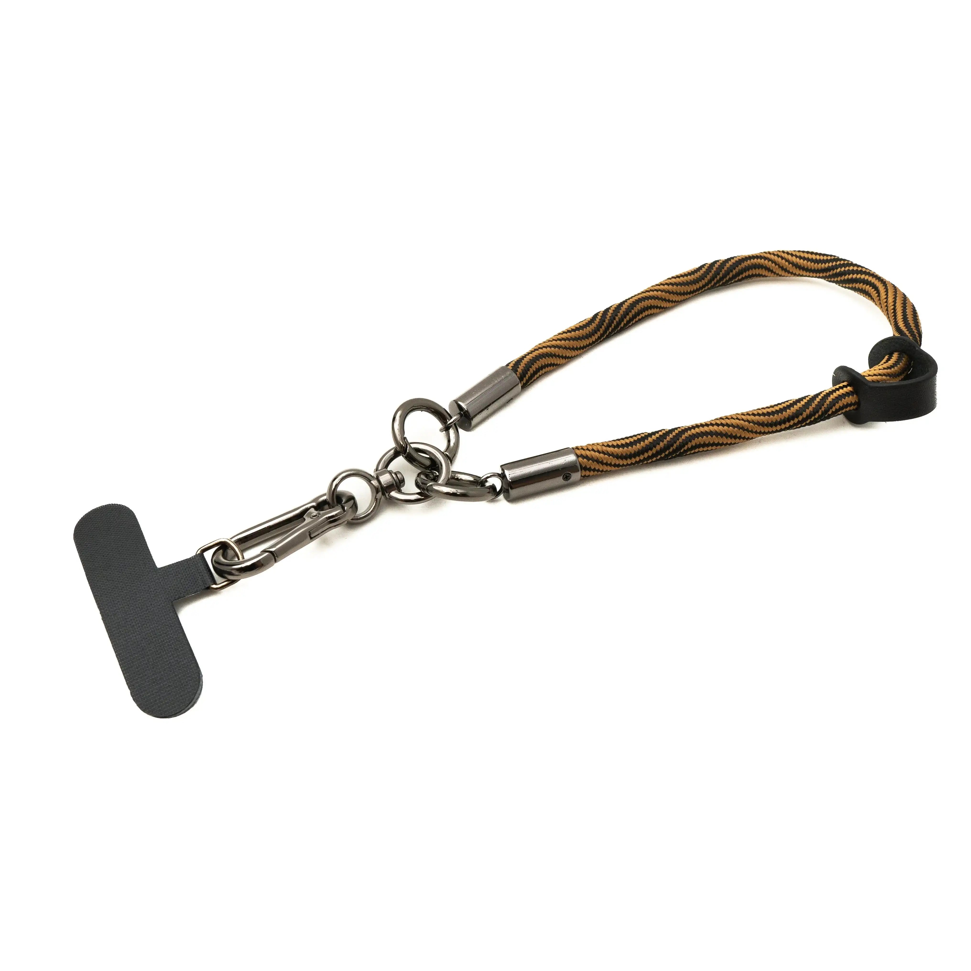 Handgelenk Schlaufe Armband Aus Nylon In Schwarz Gelb Für Smartphone Hüllen Mit Karabiner