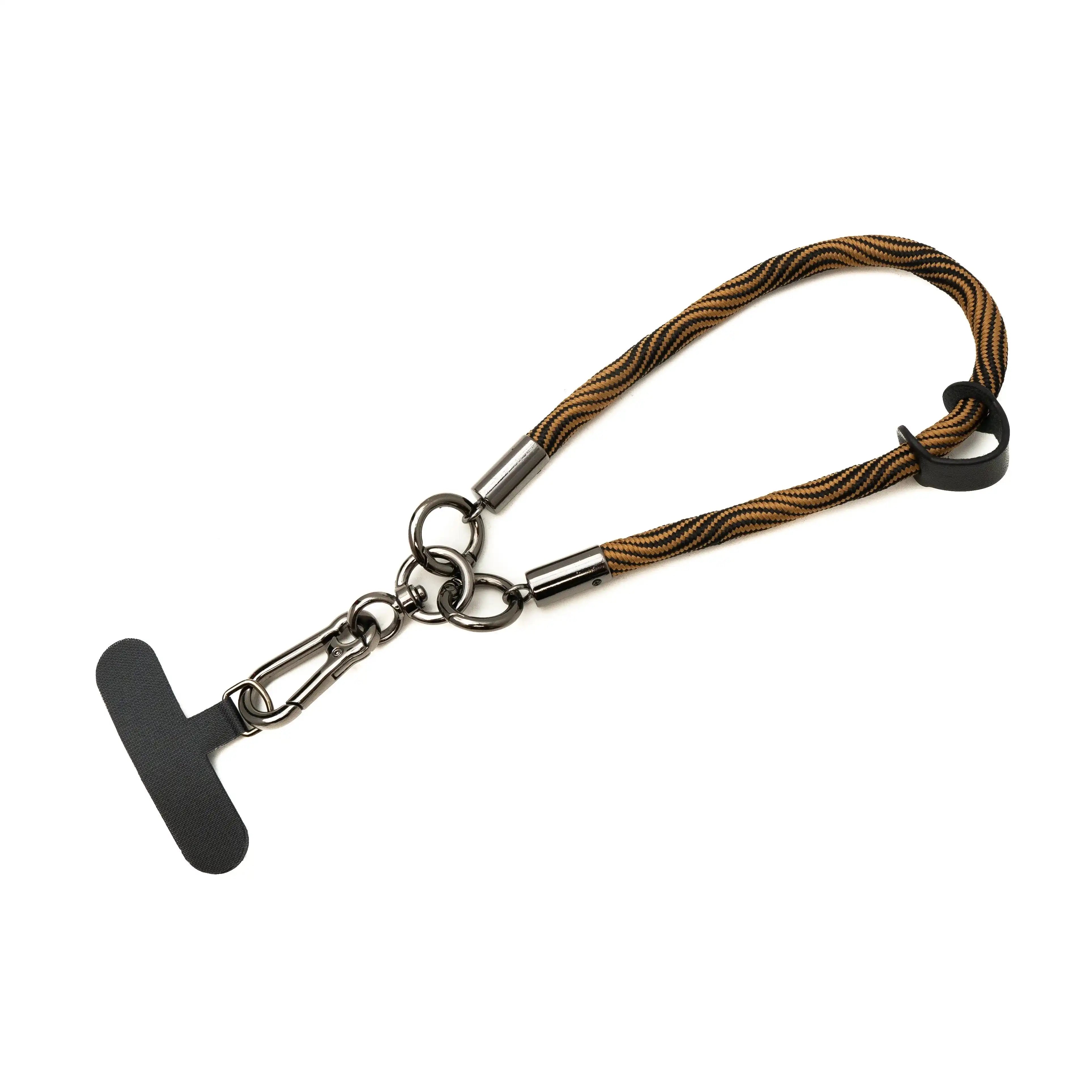 Handgelenk Schlaufe Armband Aus Nylon In Schwarz Gelb Für Smartphone Hüllen Mit Karabiner