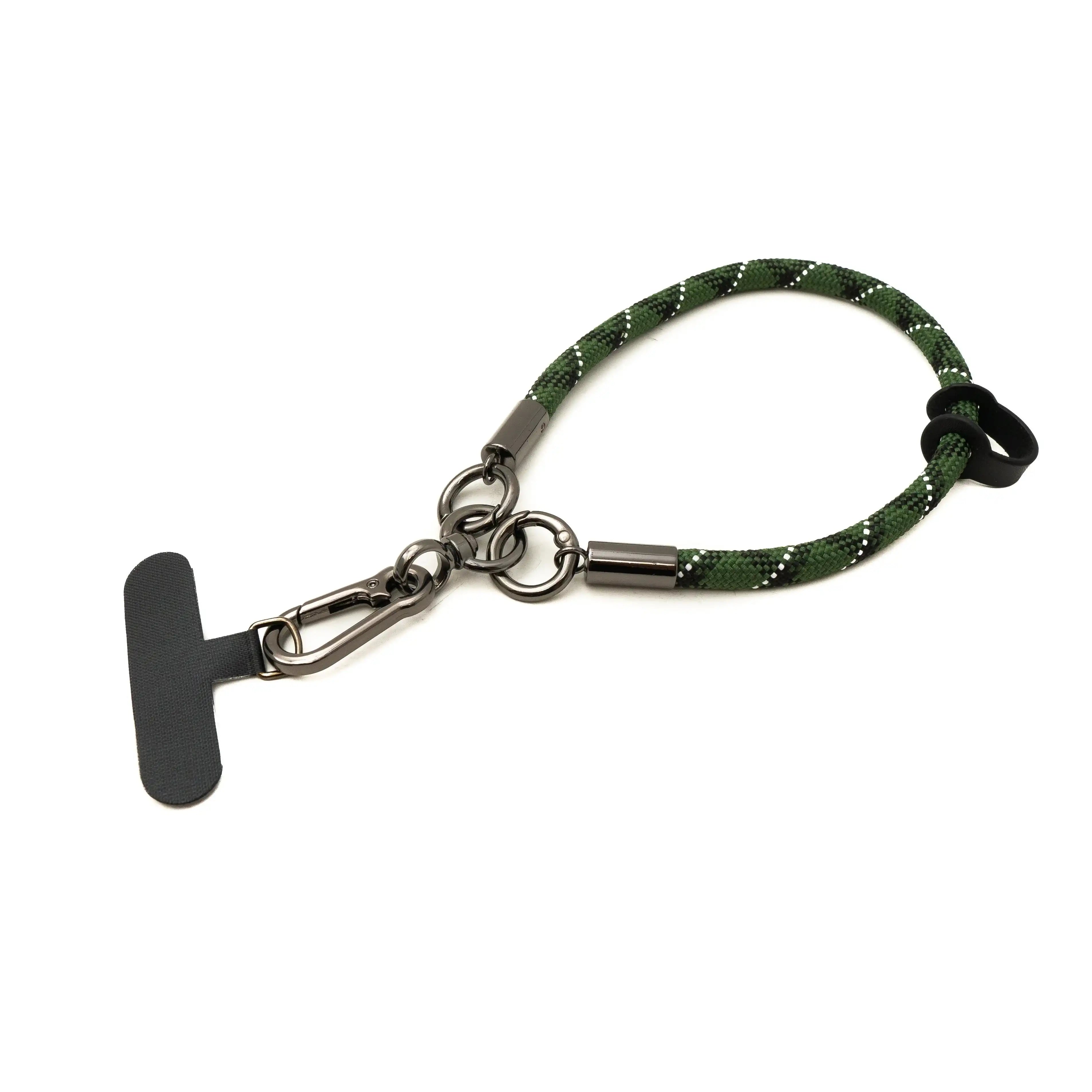 SYSTEM-S Handgelenk Schlaufe Armband für Smartphone Hülle aus Nylon in Grün Weiß