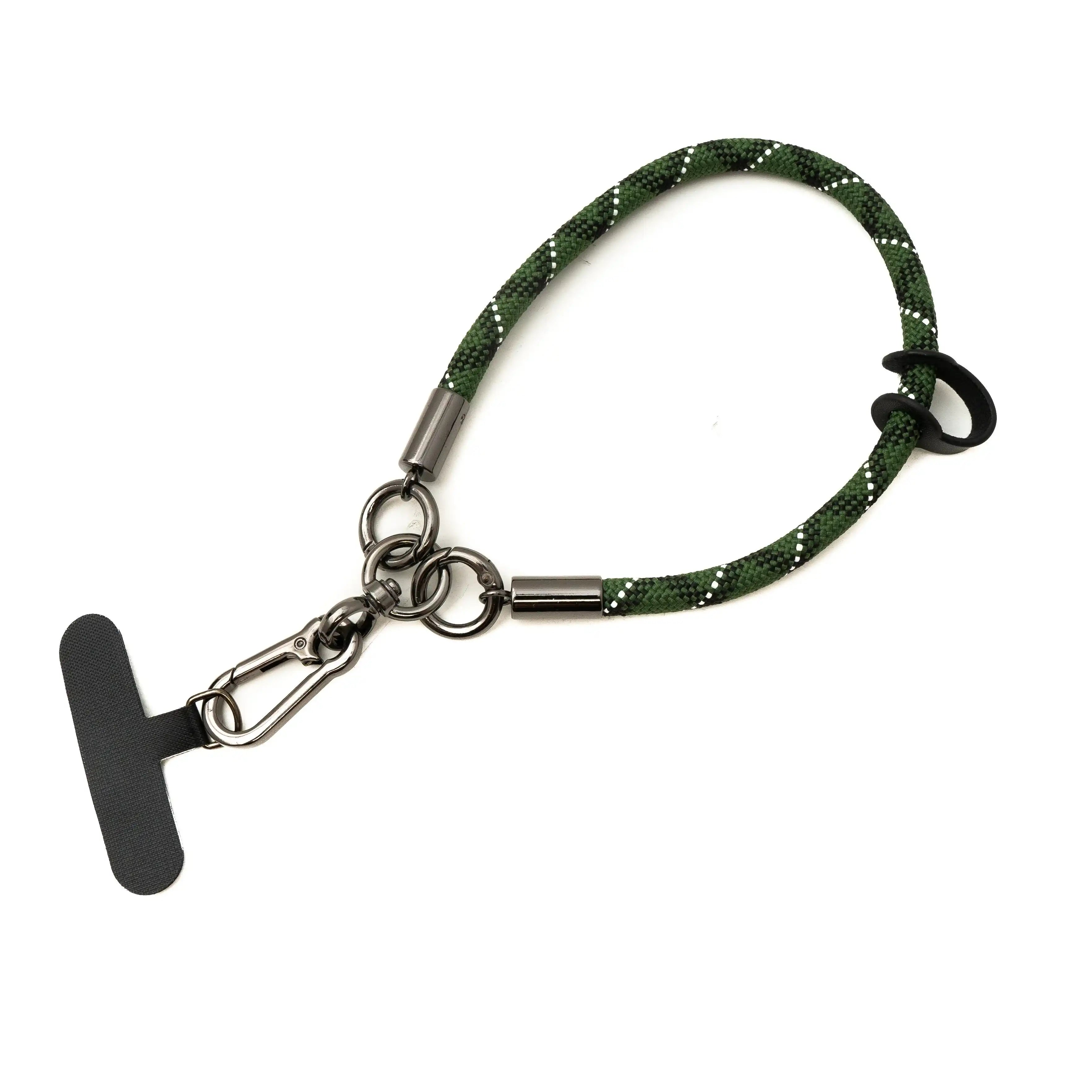 SYSTEM-S Handgelenk Schlaufe Armband für Smartphone Hülle aus Nylon in Grün Weiß