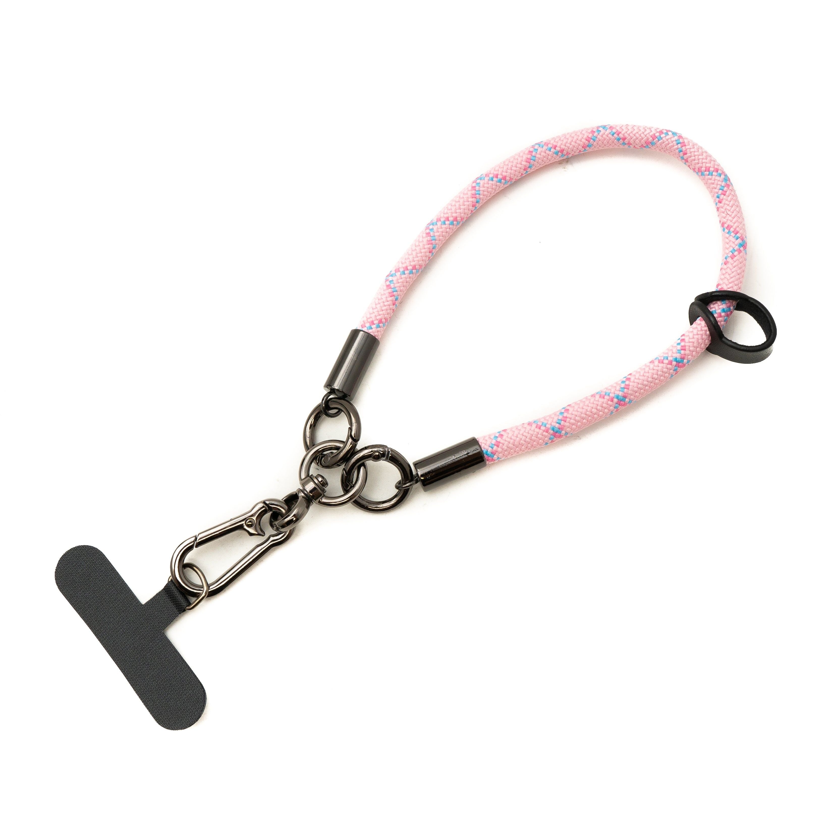 Verstellbares Nylon Handgelenk Schlaufe Armband Pink Blau Mit Tether Pad Für Smartphone Hüllen