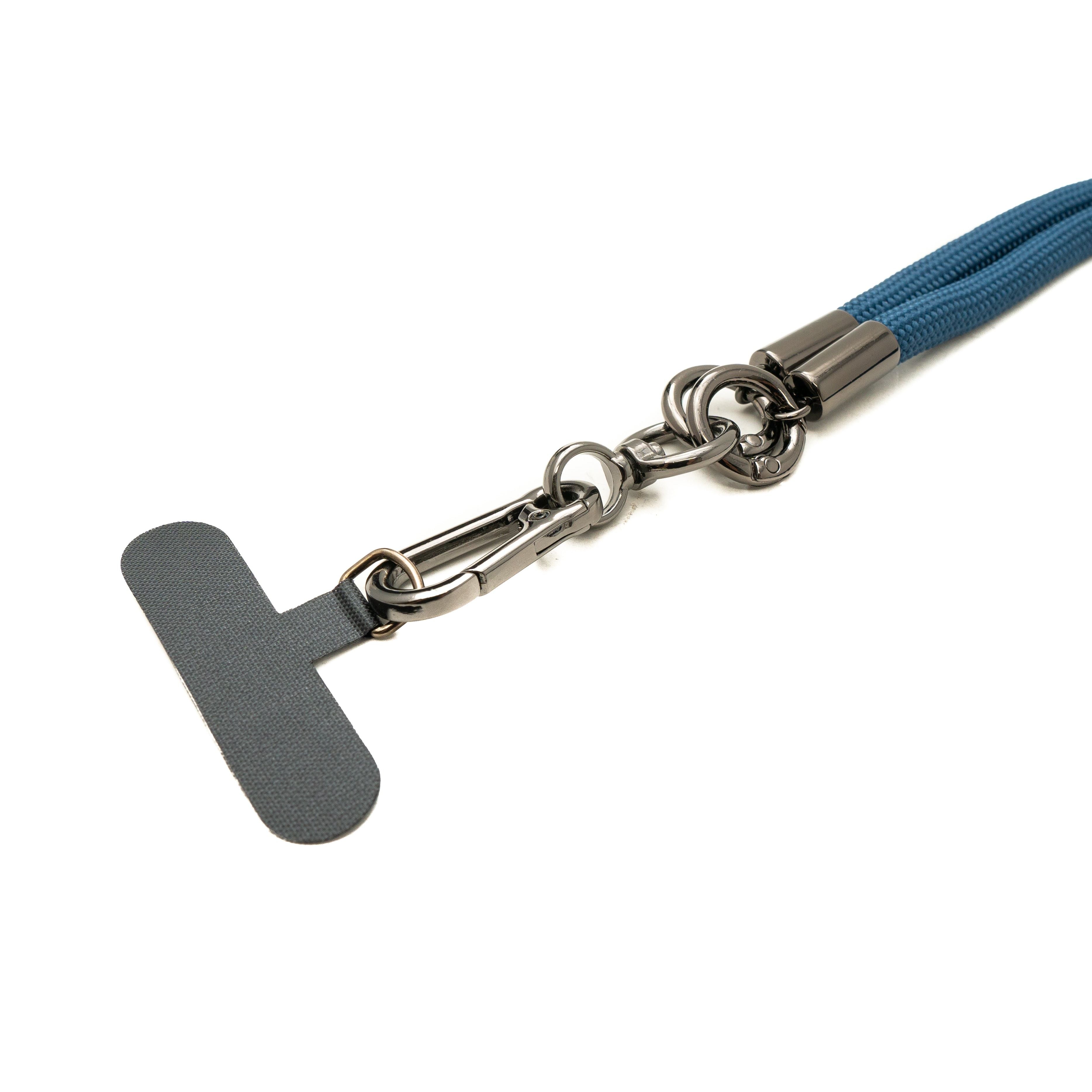 Blaues Umhängeband Aus Nylon Für Smartphone Hüllen Mit Befestigung Über Tether Pad