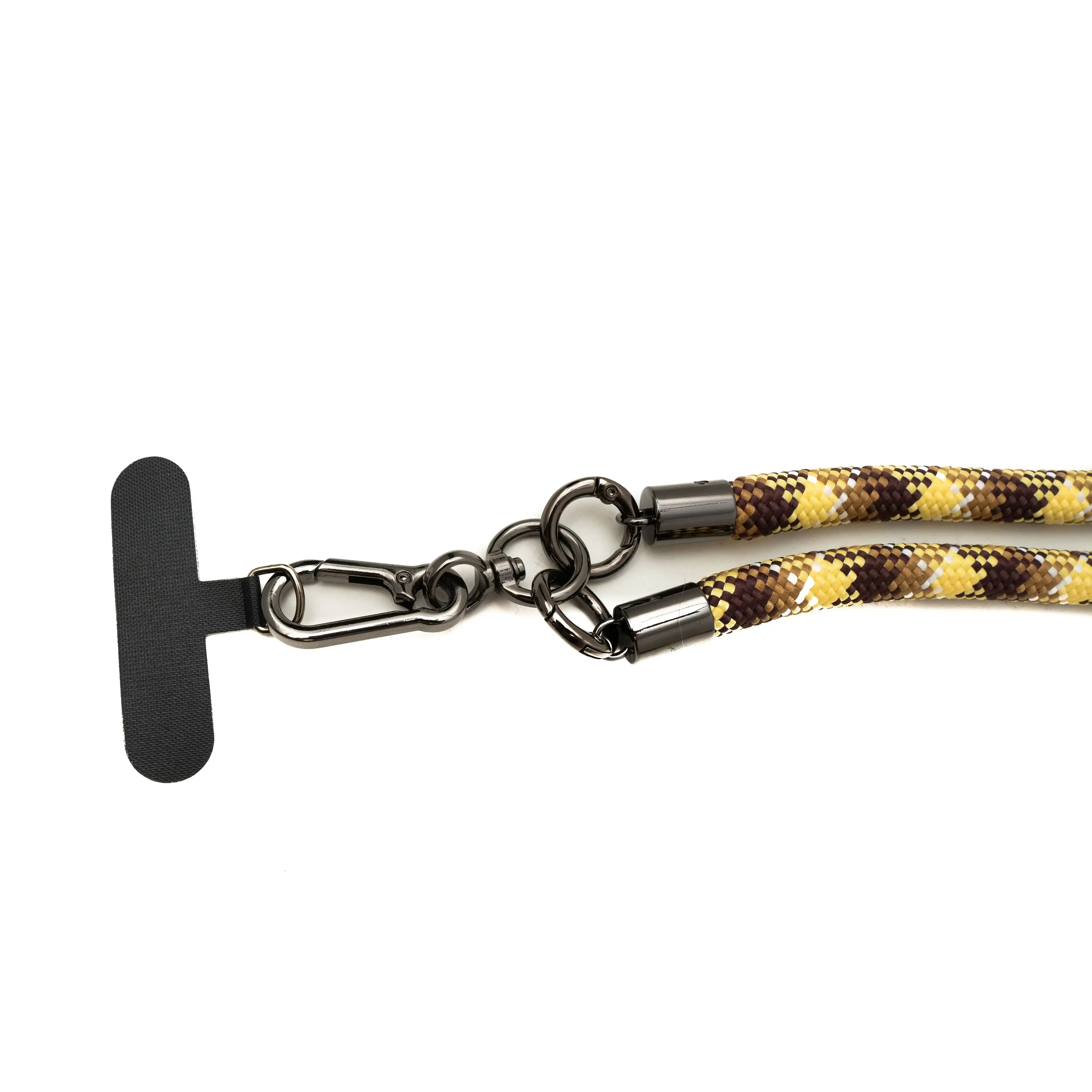 SYSTEM-S Umhängeband Nylon Extra Dick Gelb Braun Für Smartphone Hülle Mit Tether Pad