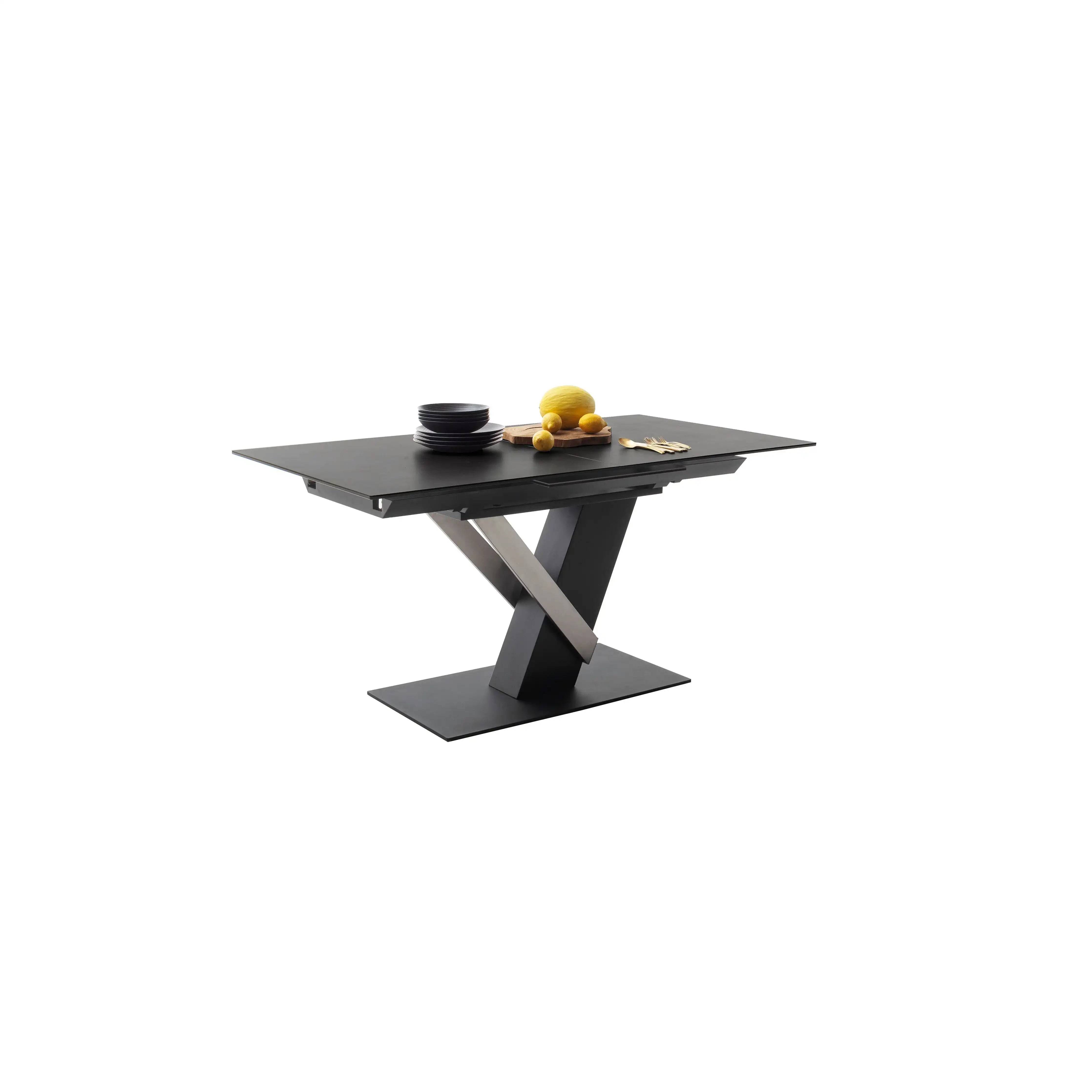 MASSARO Auszugstisch Säulen Mit Liftfunktion Synchronauszug Keramik Glas Schwarz