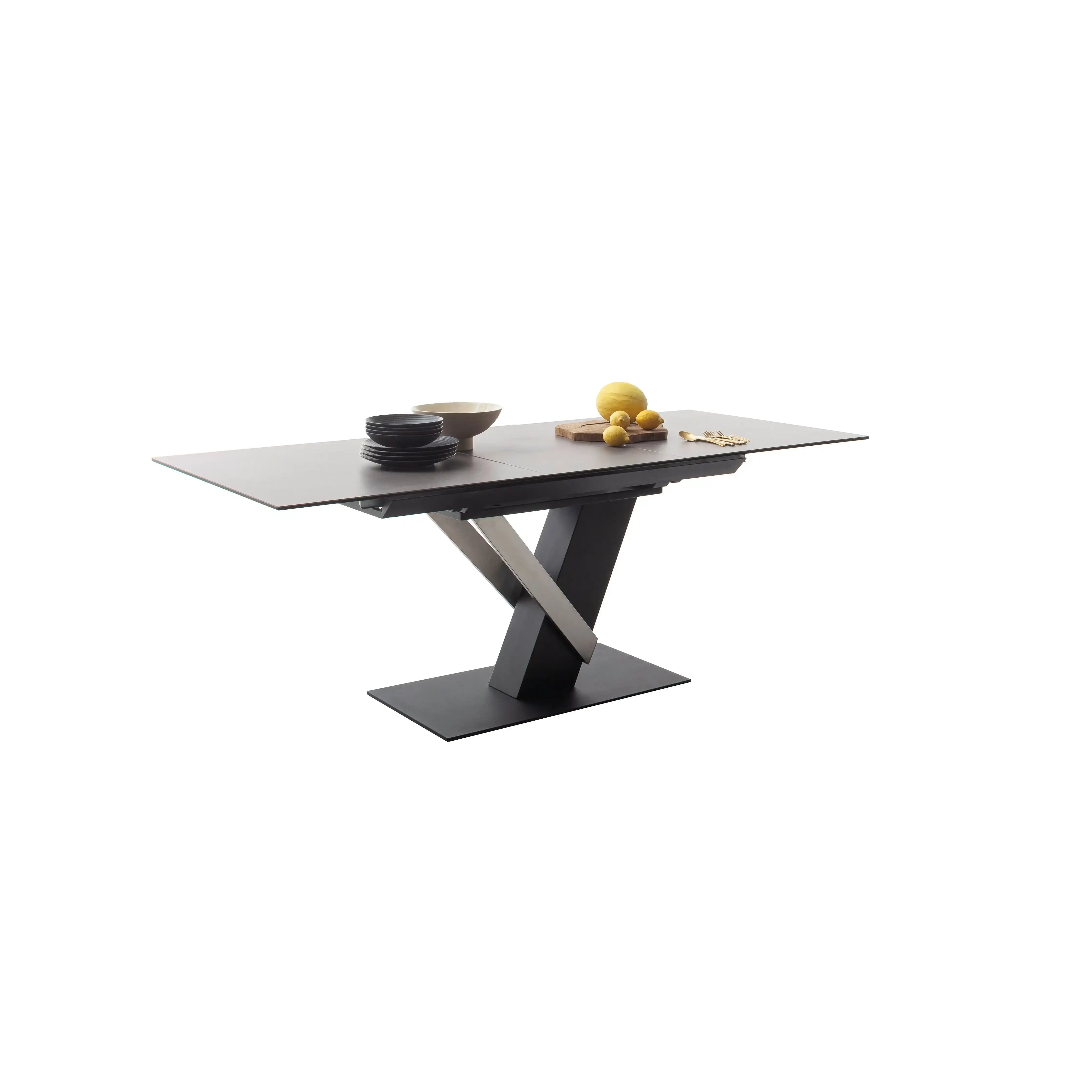 MASSARO Auszugstisch Säulen Mit Liftfunktion Synchronauszug Keramik Glas Schwarz