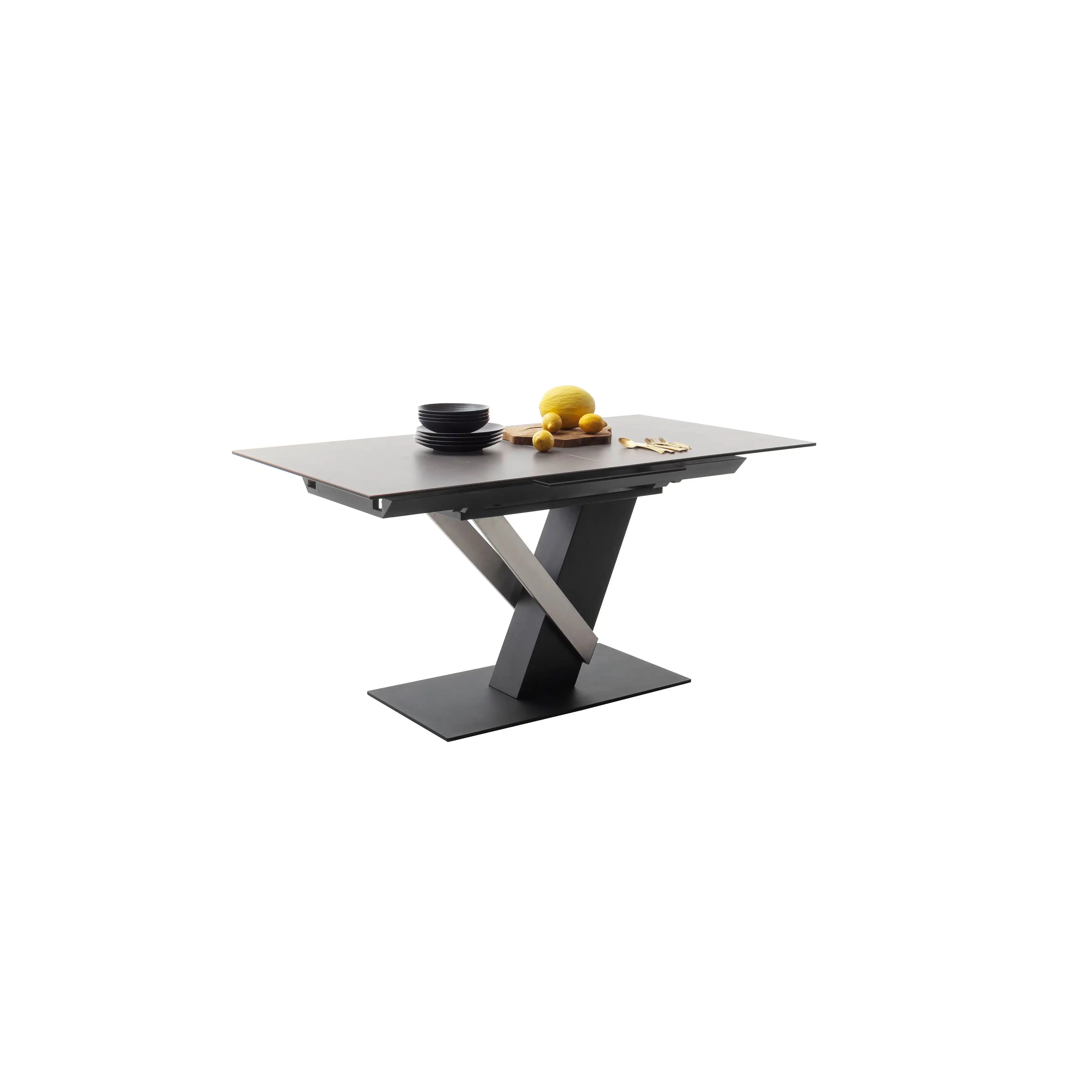 MASSARO Auszugstisch Säulen Mit Liftfunktion Synchronauszug Keramik Glas Schwarz