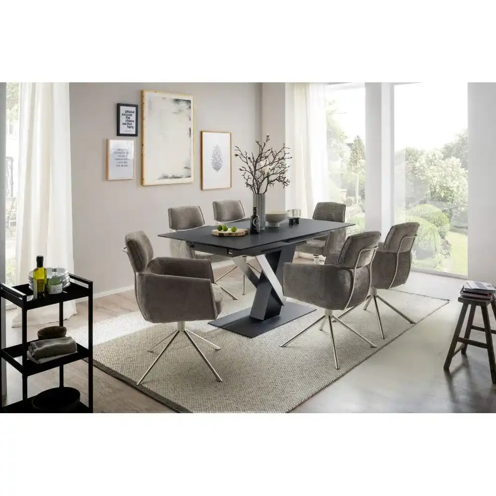 MASSARO Auszugstisch Säulen Mit Liftfunktion Synchronauszug Keramik Glas Schwarz