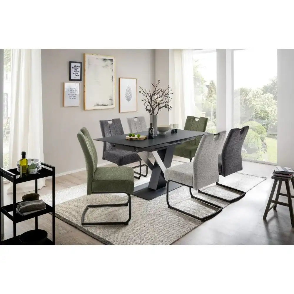 MASSARO Auszugstisch Säulen Mit Liftfunktion Synchronauszug Keramik Glas Schwarz