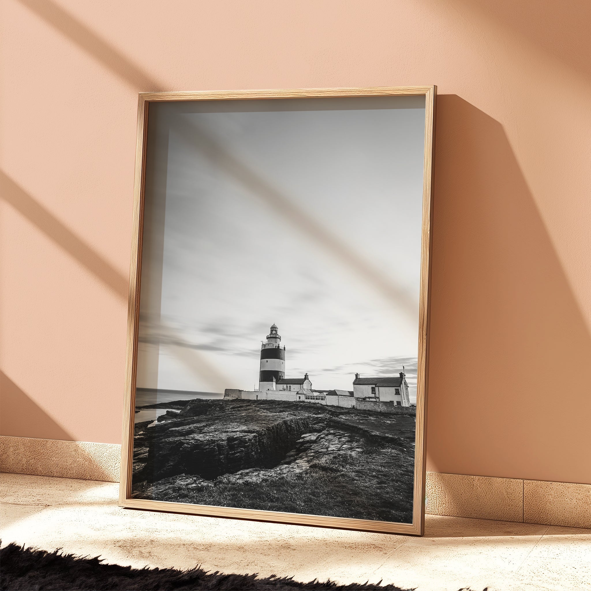 Hook Head Lighthouse Wall Art – Ireland Black & White Coastal Print