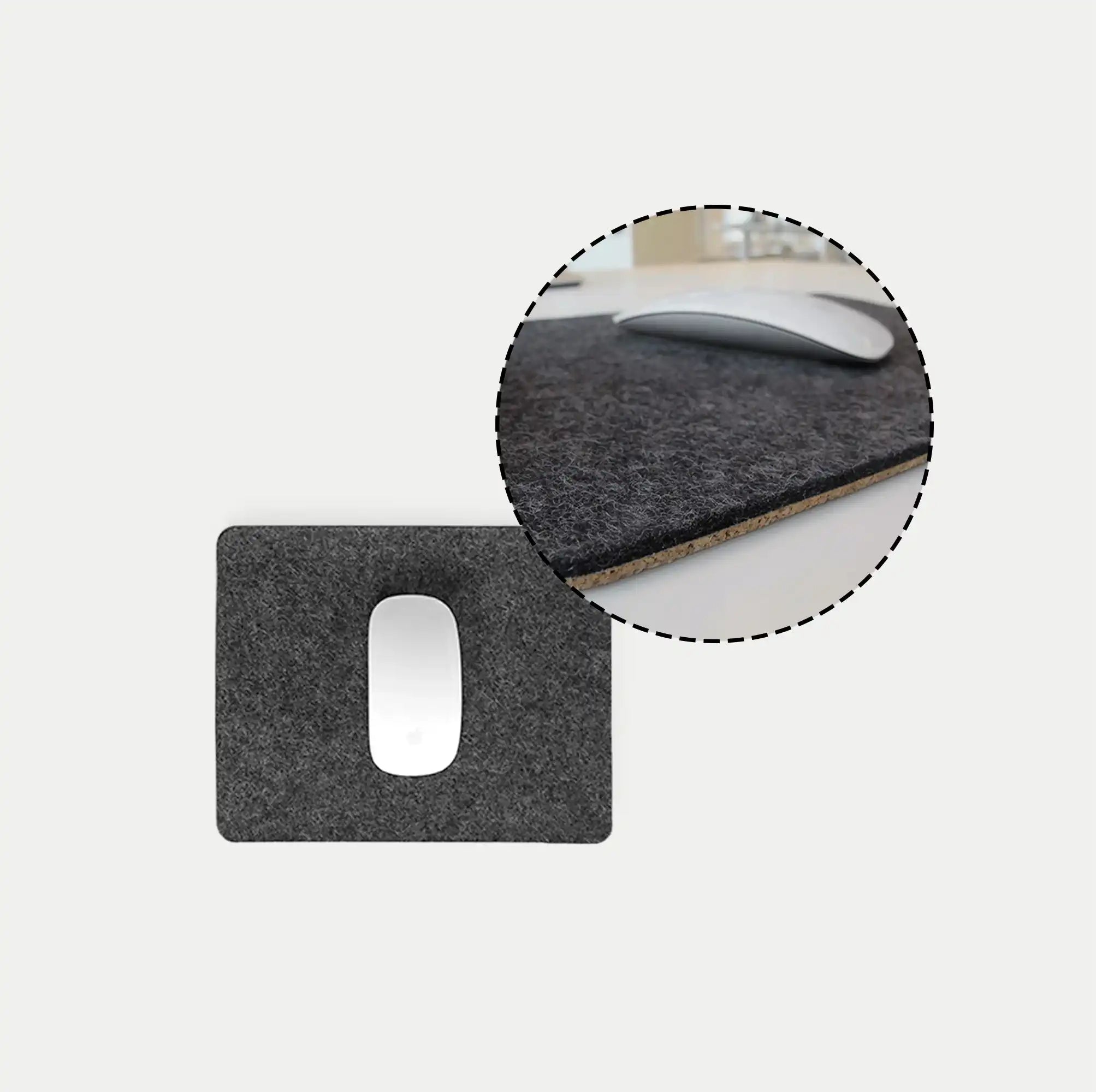 Mousepad aus Filz und Kork | 20 x 25 cm | anthrazit