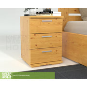 Nobis Kiefer Massivholz Nachttisch Nachtschrank | 3-Schubladen | 100% Bio Kiefer