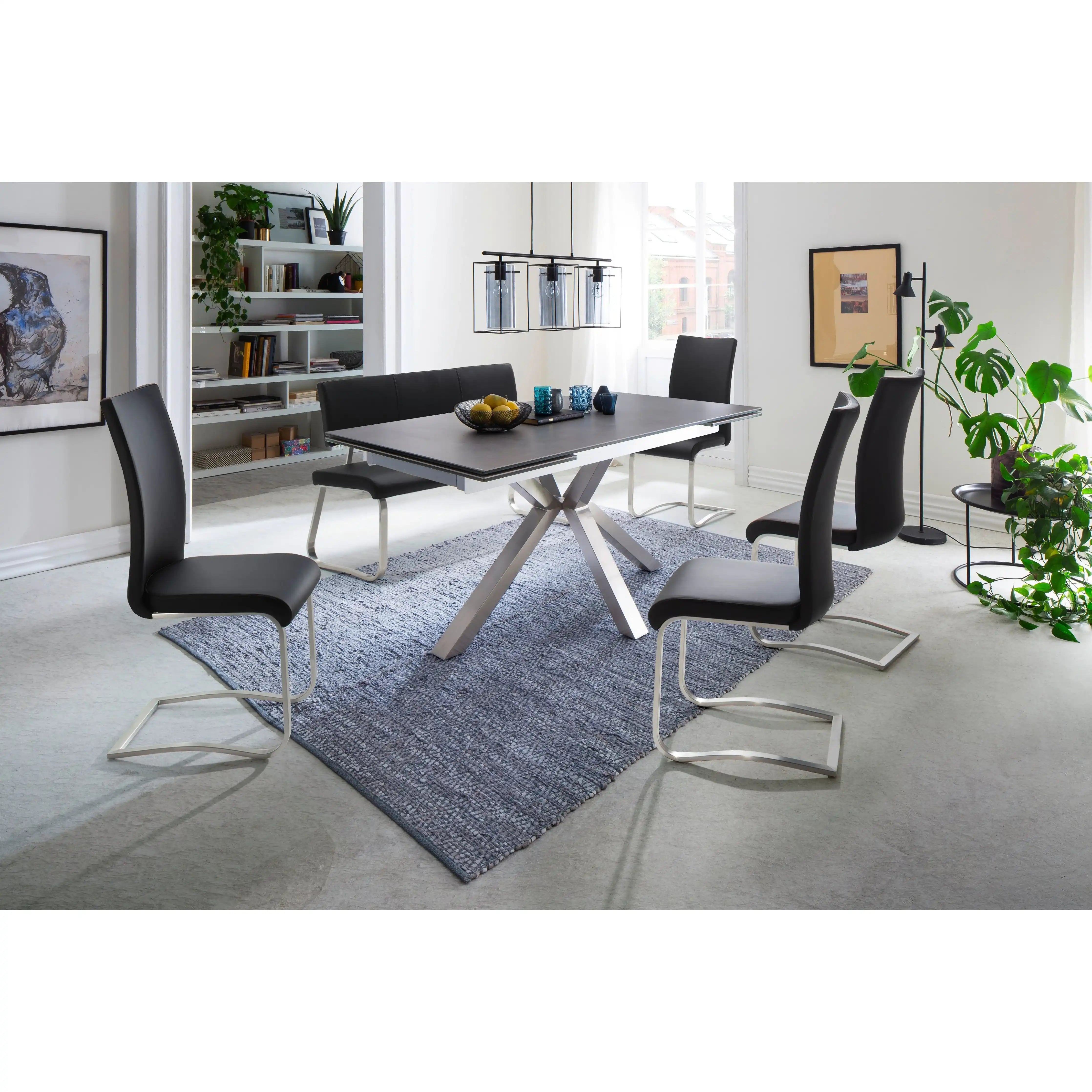 Nagano Auszugstische Mit Keramikplatten Und Sicherheitsglas Schwarz Metallgestell