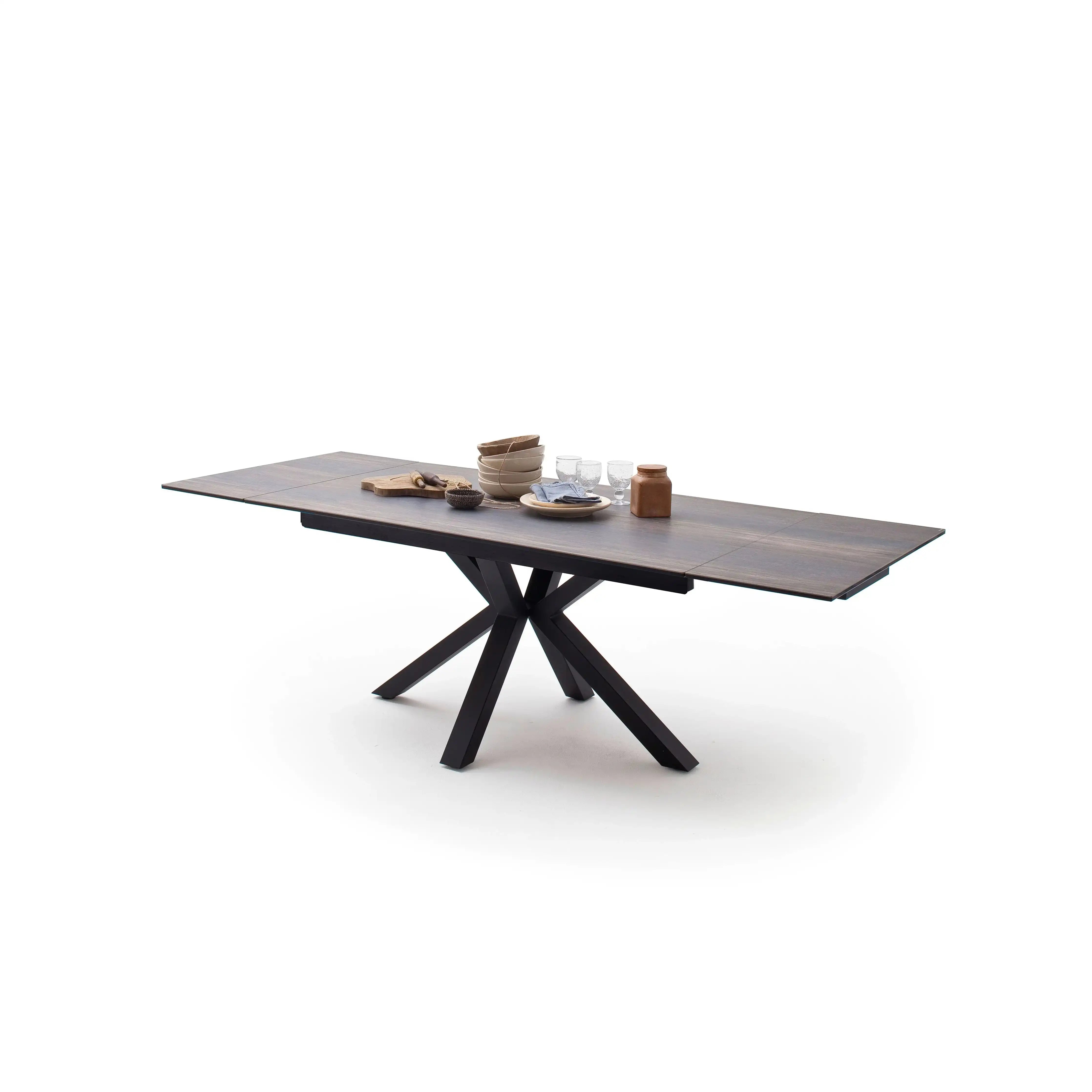 Nagano Auszugstische Mit Keramikplatten Und Sicherheitsglas Schwarz Metallgestell