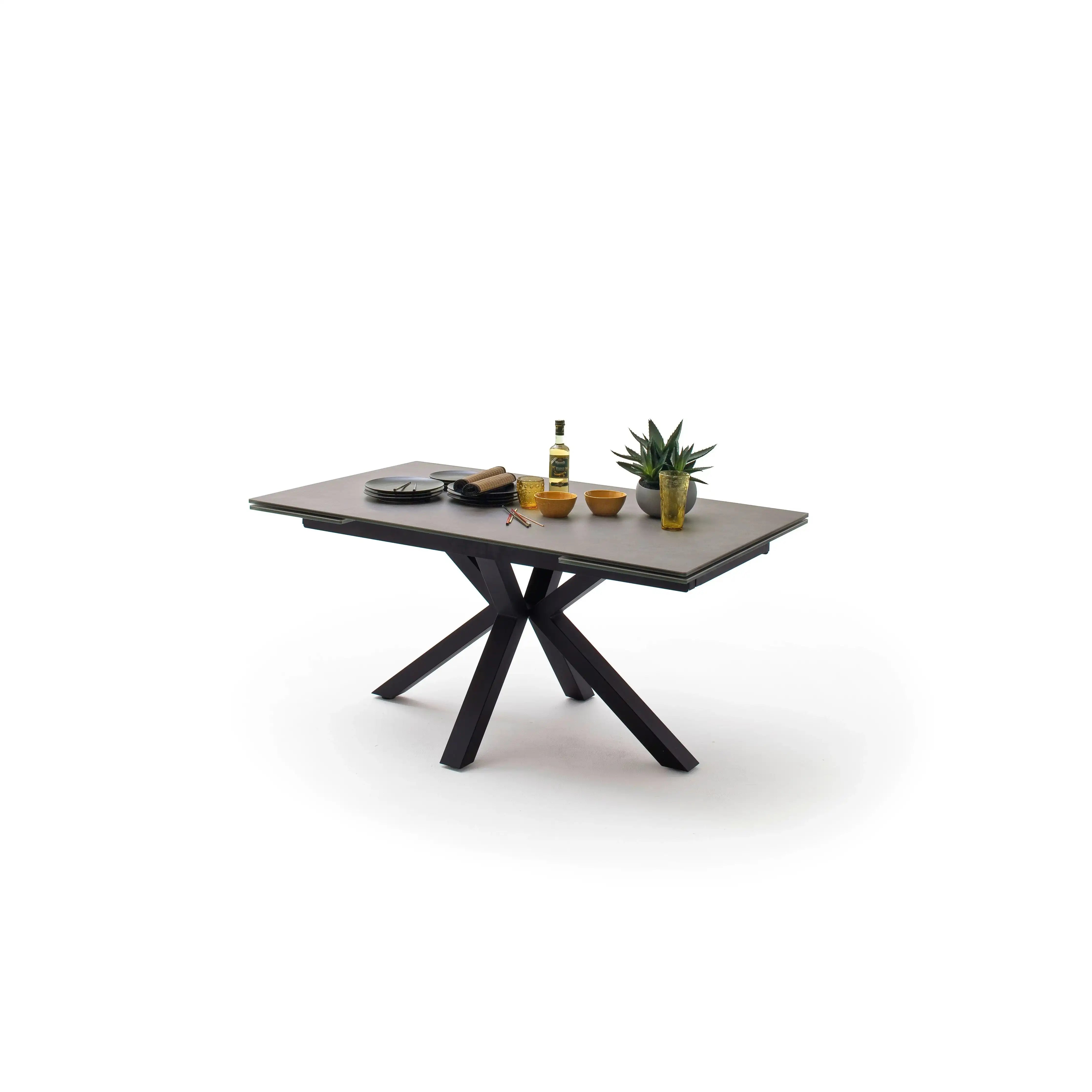 Nagano Auszugstische Mit Keramikplatten Und Sicherheitsglas Schwarz Metallgestell