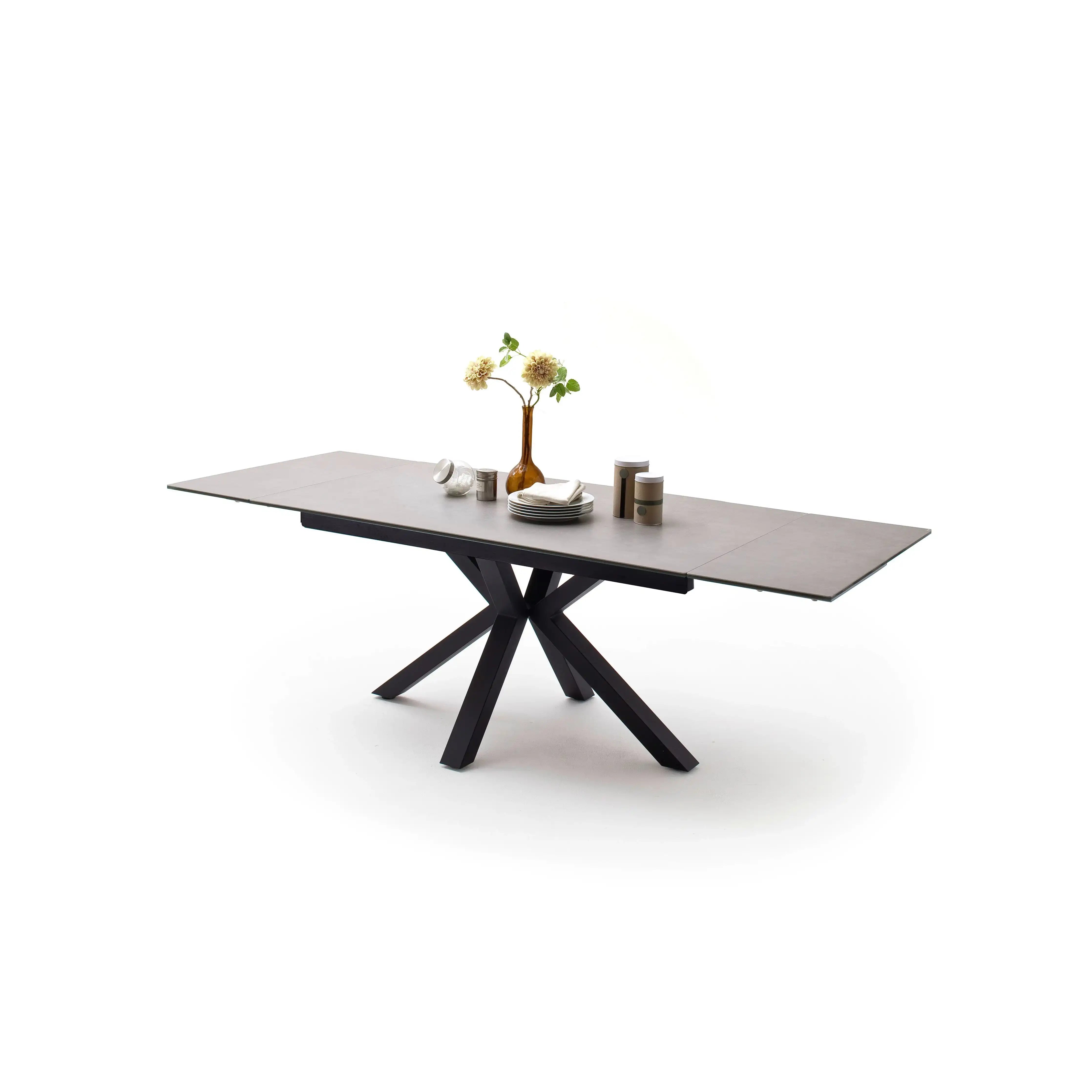 Nagano Auszugstische Mit Keramikplatten Und Sicherheitsglas Schwarz Metallgestell