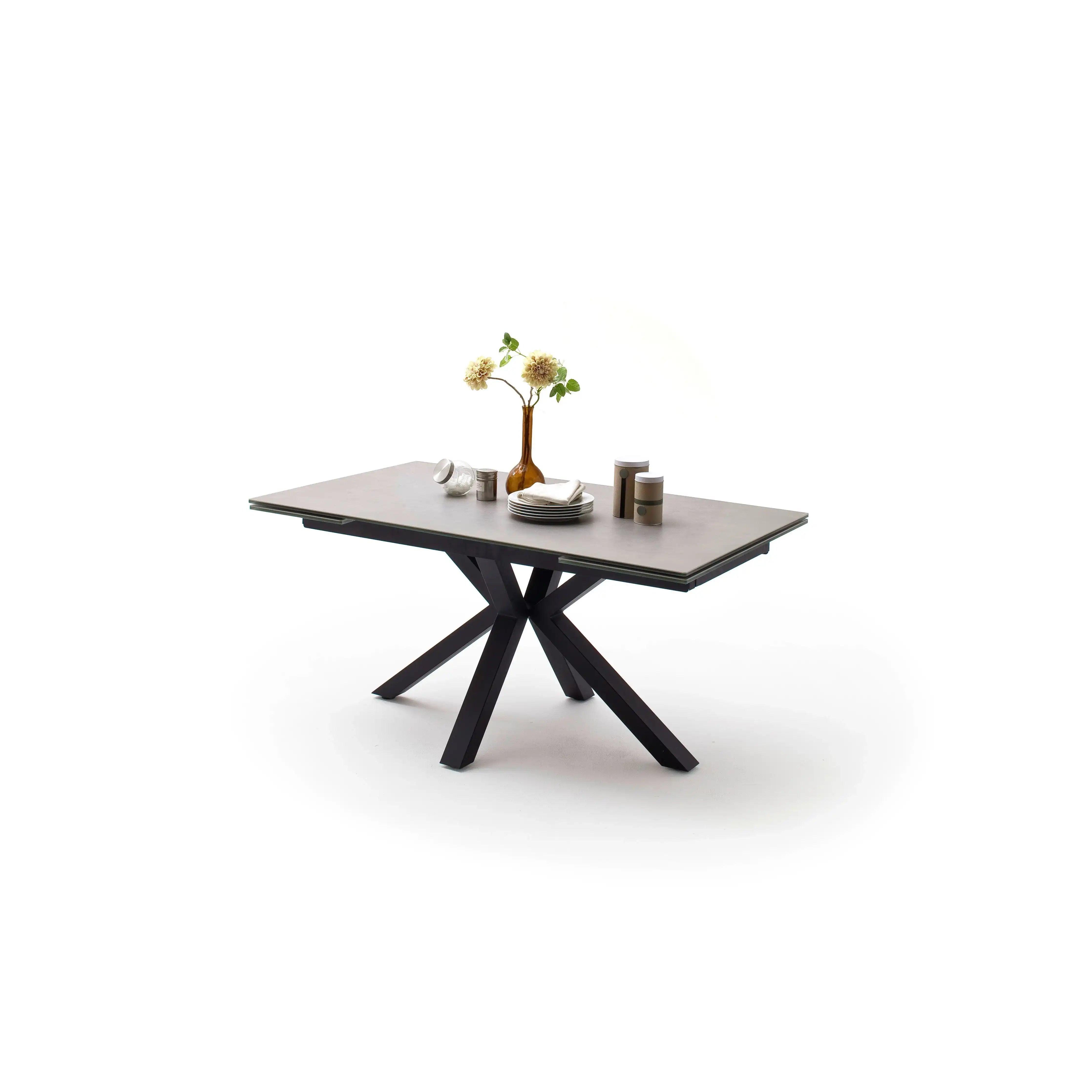 Nagano Auszugstische Mit Keramikplatten Und Sicherheitsglas Schwarz Metallgestell