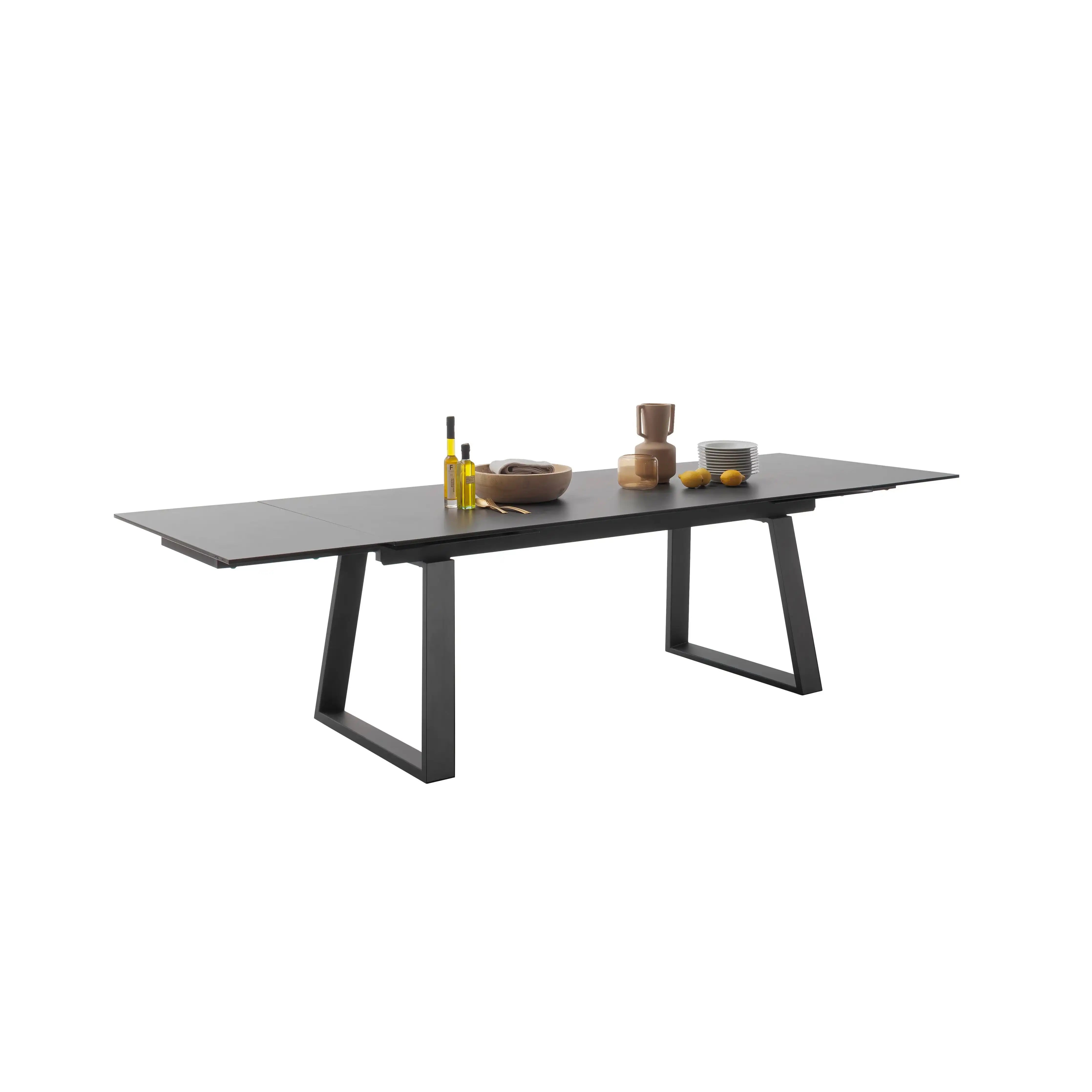 Narbonne Auszugstisch Mit Keramik Und Schwarz Glas Metallgestell Schwarz Premium