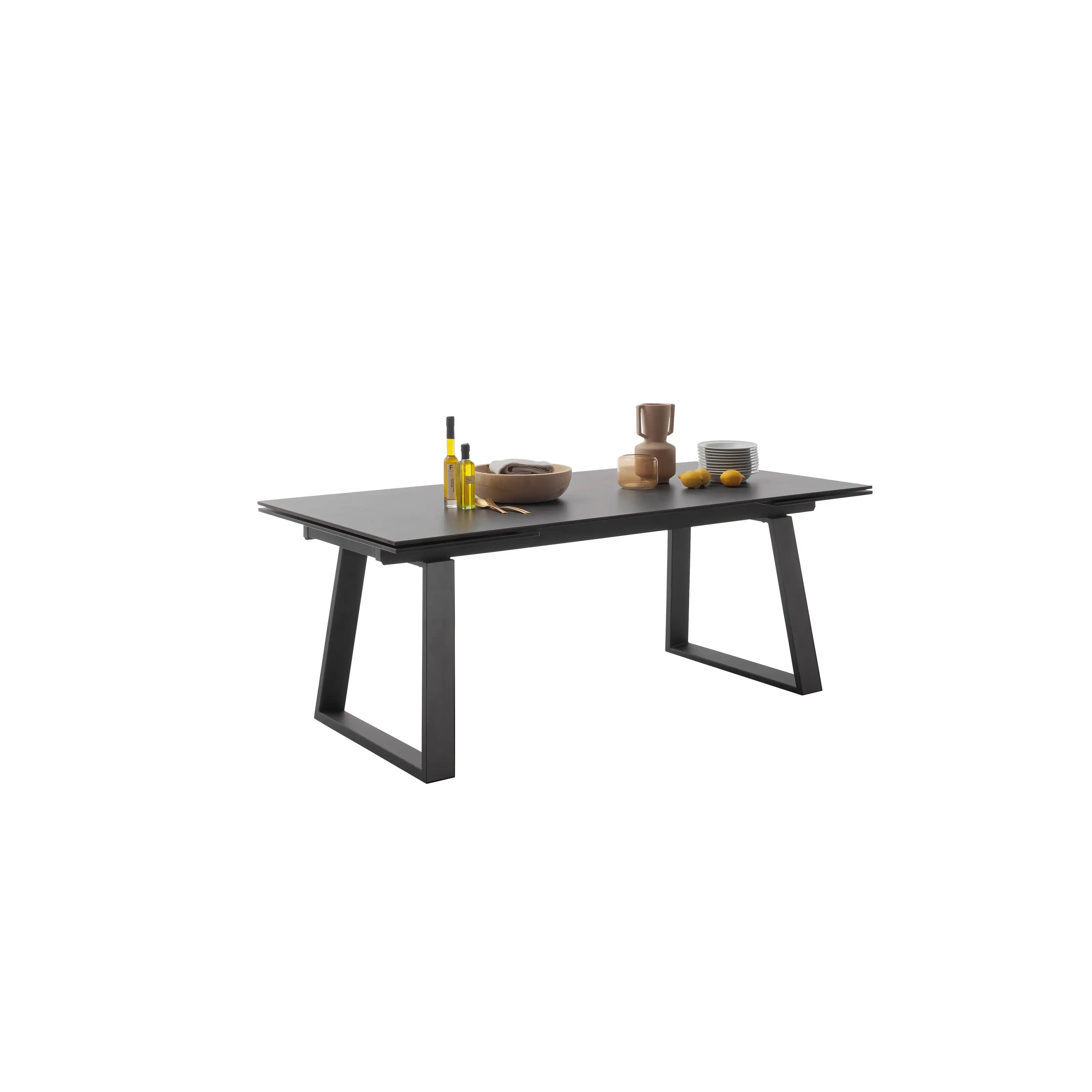 Narbonne Auszugstisch Mit Keramik Und Schwarz Glas Metallgestell Schwarz Premium