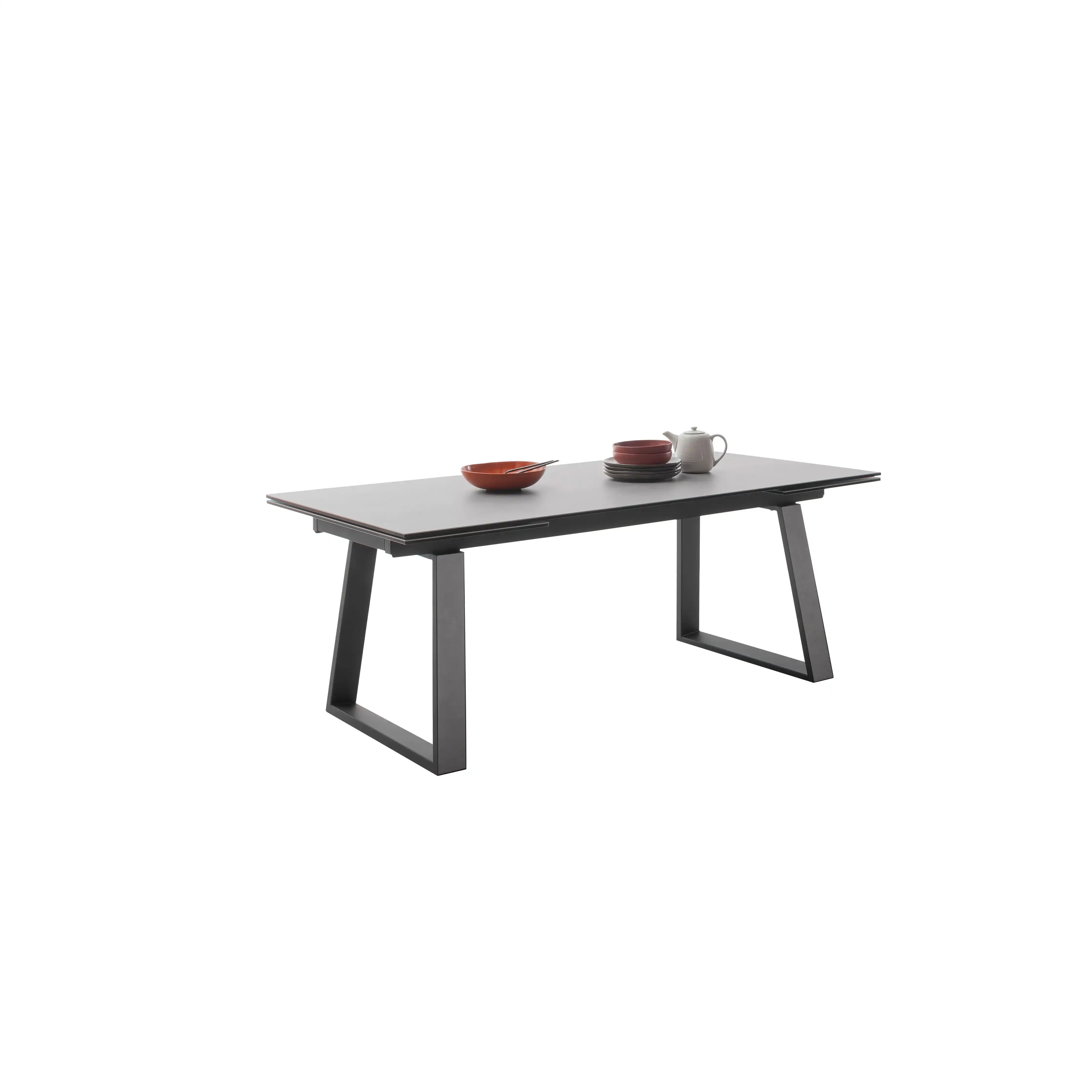 Narbonne Auszugstisch Mit Keramik Und Schwarz Glas Metallgestell Schwarz Premium