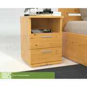 Nobis Kiefer Massivholz Nachttisch Nachtschrank | 2-Schubladen 1-Regal | 100% Bio Kiefer