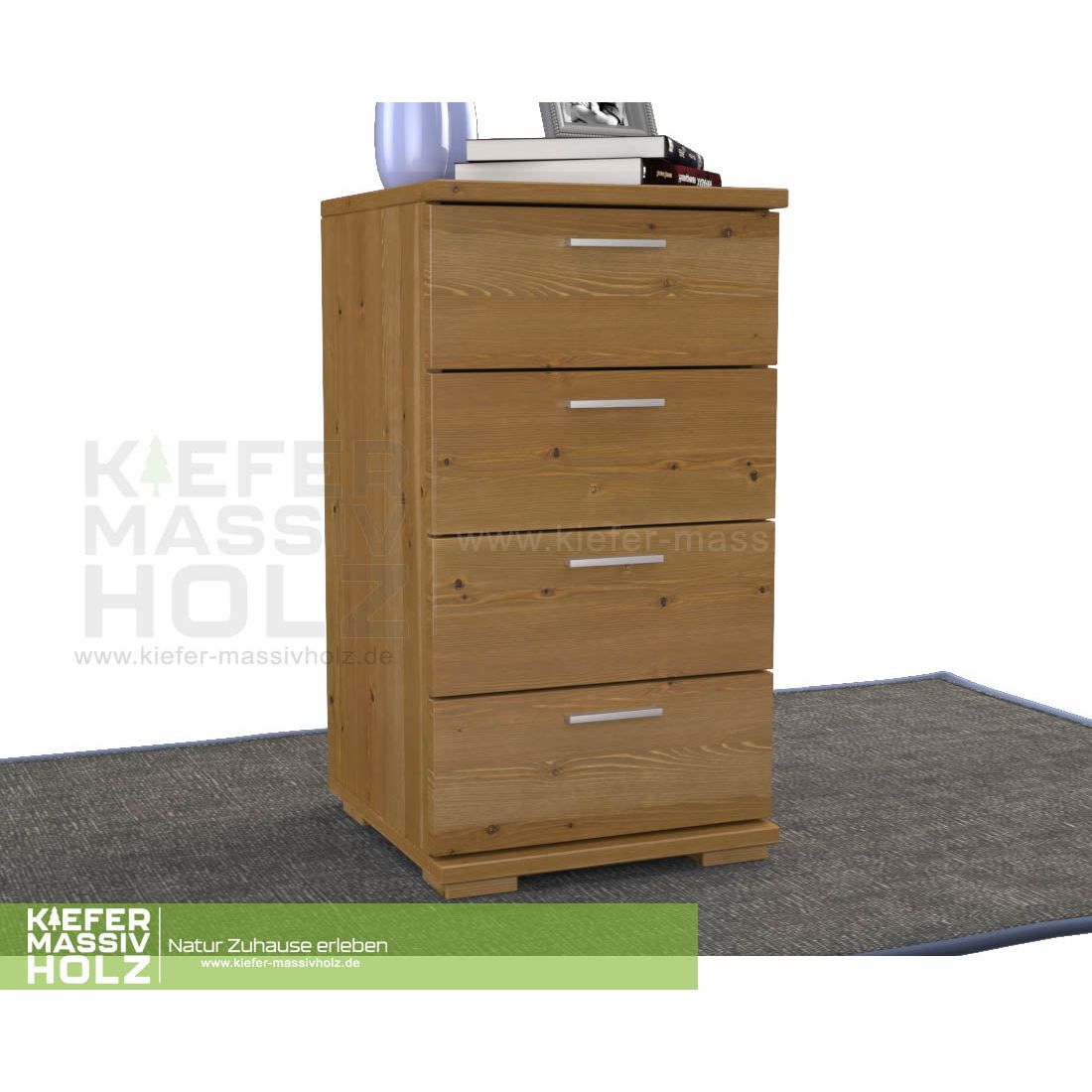 Nobis Schubladenkommode Sideboard | 4-Schubladen | 74cm hoch | 100% Bio Kiefer Massivholz
