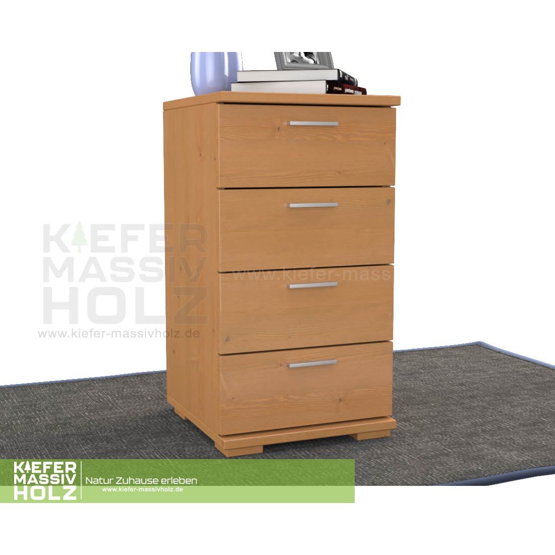 Nobis Schubladenkommode Sideboard | 4-Schubladen | 74cm hoch | 100% Bio Kiefer Massivholz