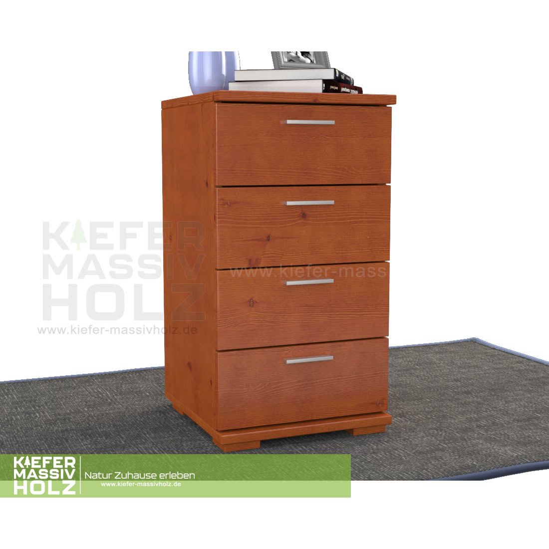 Nobis Schubladenkommode Sideboard | 4-Schubladen | 74cm hoch | 100% Bio Kiefer Massivholz