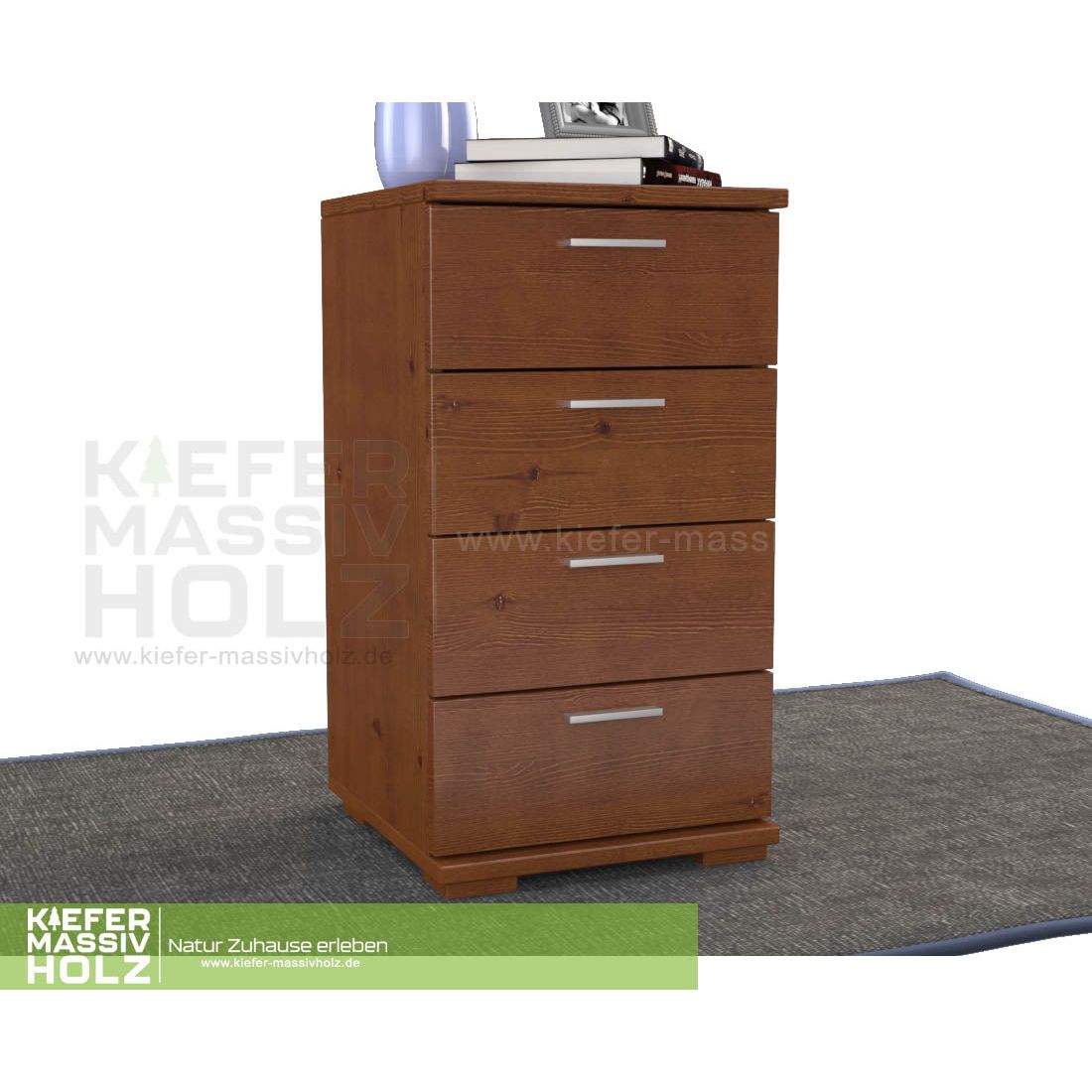 Nobis Schubladenkommode Sideboard | 4-Schubladen | 74cm hoch | 100% Bio Kiefer Massivholz
