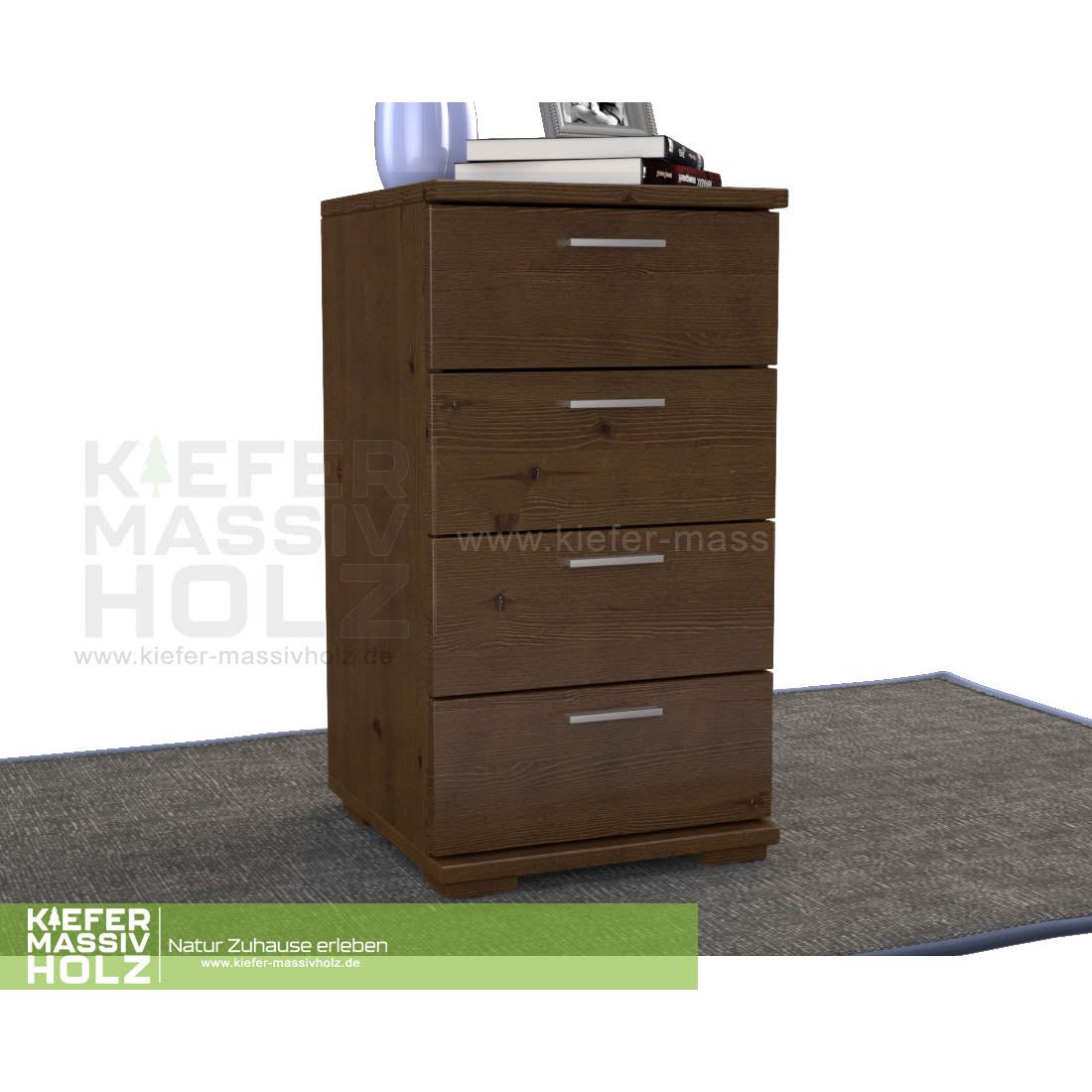 Nobis Schubladenkommode Sideboard | 4-Schubladen | 74cm hoch | 100% Bio Kiefer Massivholz