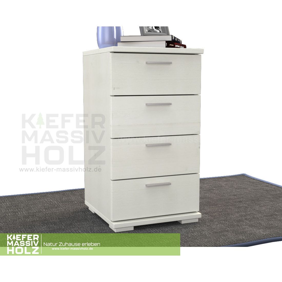 Nobis Schubladenkommode Sideboard | 4-Schubladen | 74cm hoch | 100% Bio Kiefer Massivholz