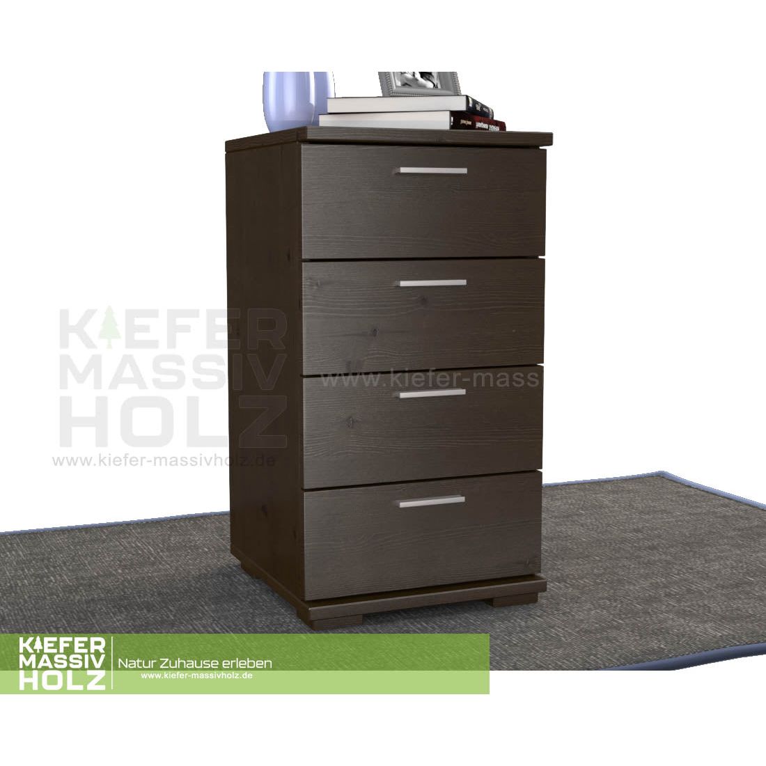 Nobis Schubladenkommode Sideboard | 4-Schubladen | 74cm hoch | 100% Bio Kiefer Massivholz