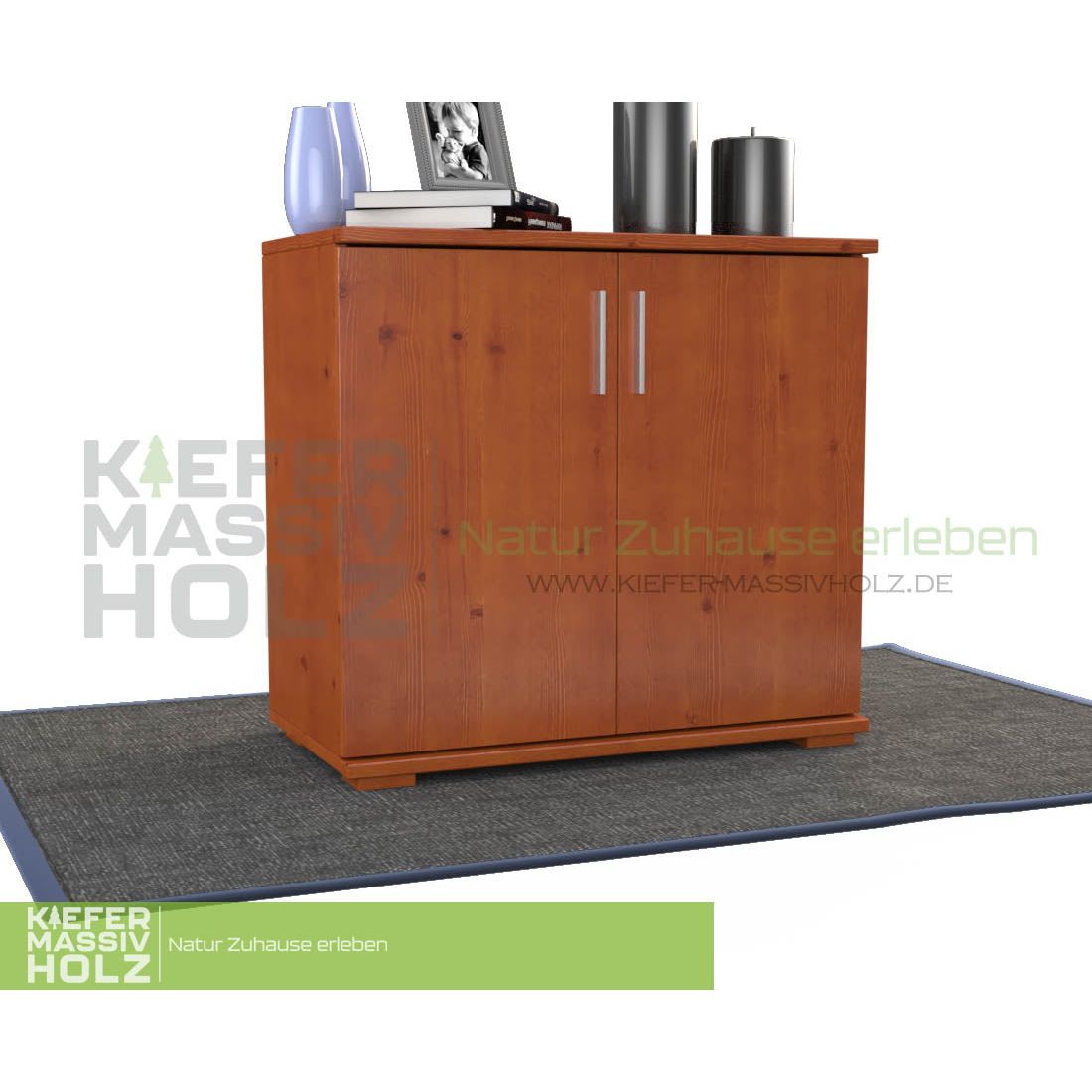 Nobis Kommode Sideboard | Anrichte | 2-Türig | 74cm hoch | 100% Bio Kiefer Massivholz