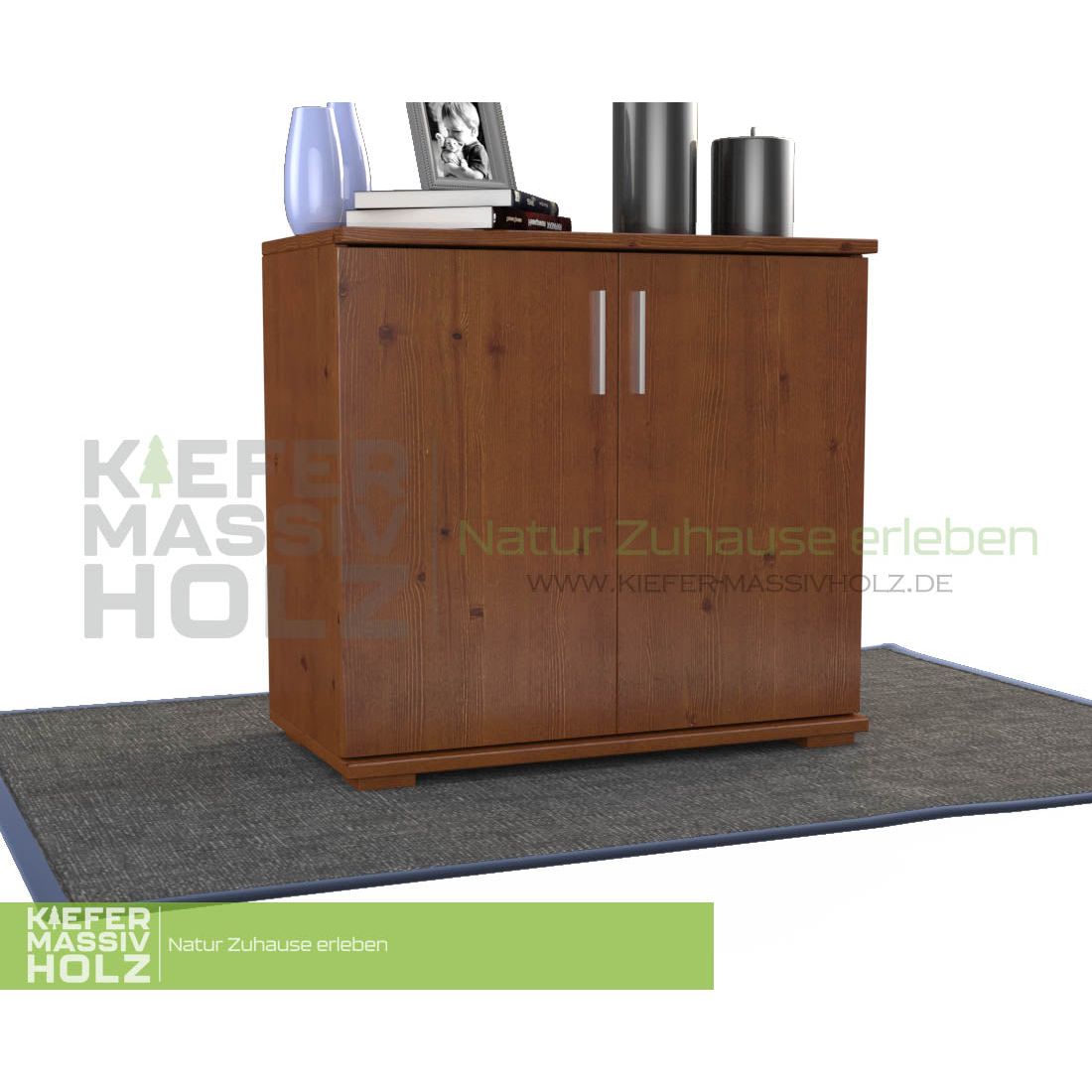 Nobis Kommode Sideboard | Anrichte | 2-Türig | 74cm hoch | 100% Bio Kiefer Massivholz