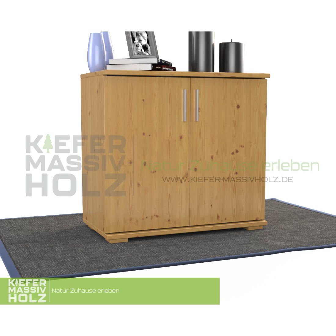 Nobis Kommode Sideboard | Anrichte | 2-Türig | 74cm hoch | 100% Bio Kiefer Massivholz