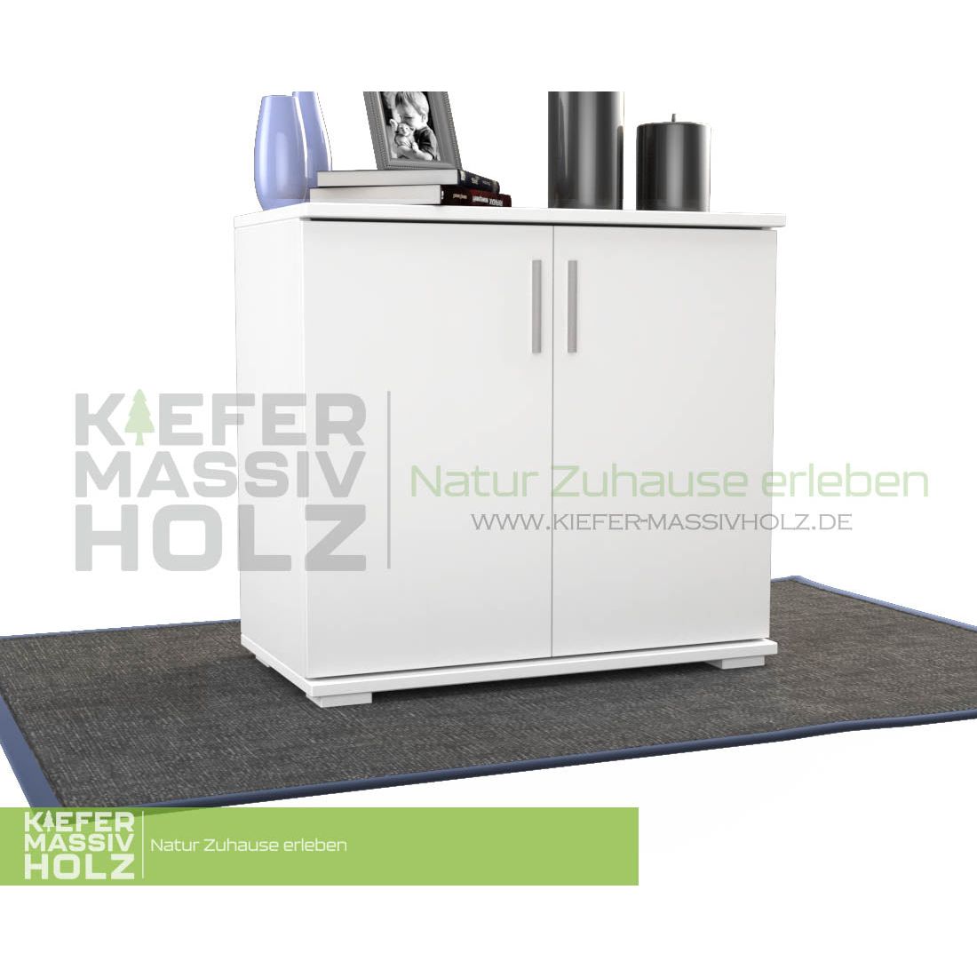 Nobis Kommode Sideboard | Anrichte | 2-Türig | 74cm hoch | 100% Bio Kiefer Massivholz