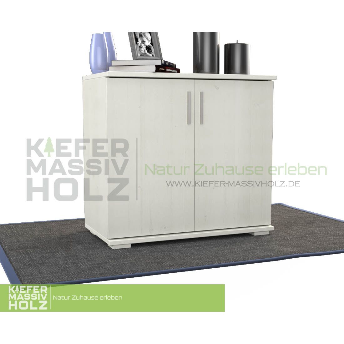 Nobis Kommode Sideboard | Anrichte | 2-Türig | 74cm hoch | 100% Bio Kiefer Massivholz