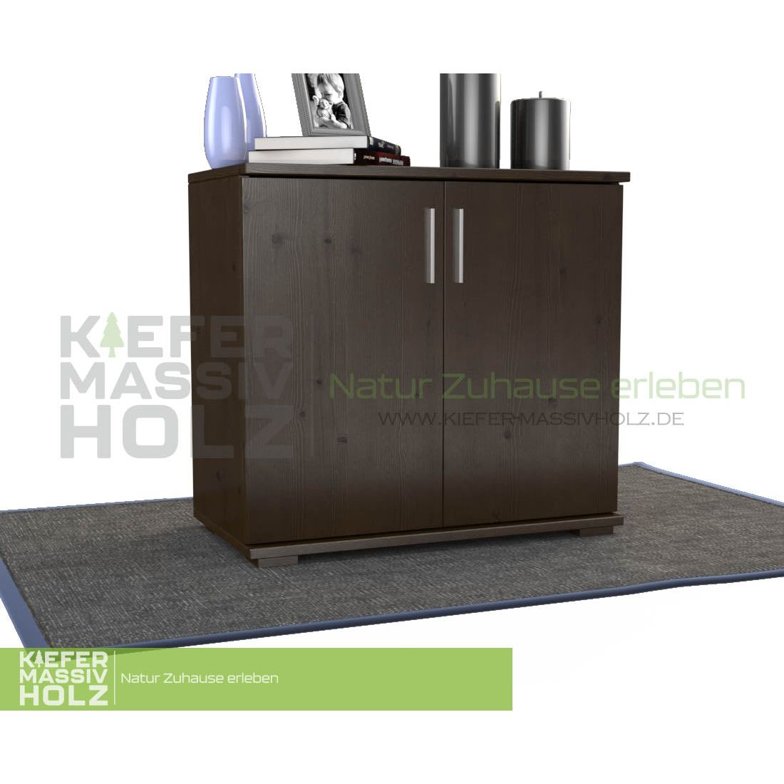 Nobis Kommode Sideboard | Anrichte | 2-Türig | 74cm hoch | 100% Bio Kiefer Massivholz