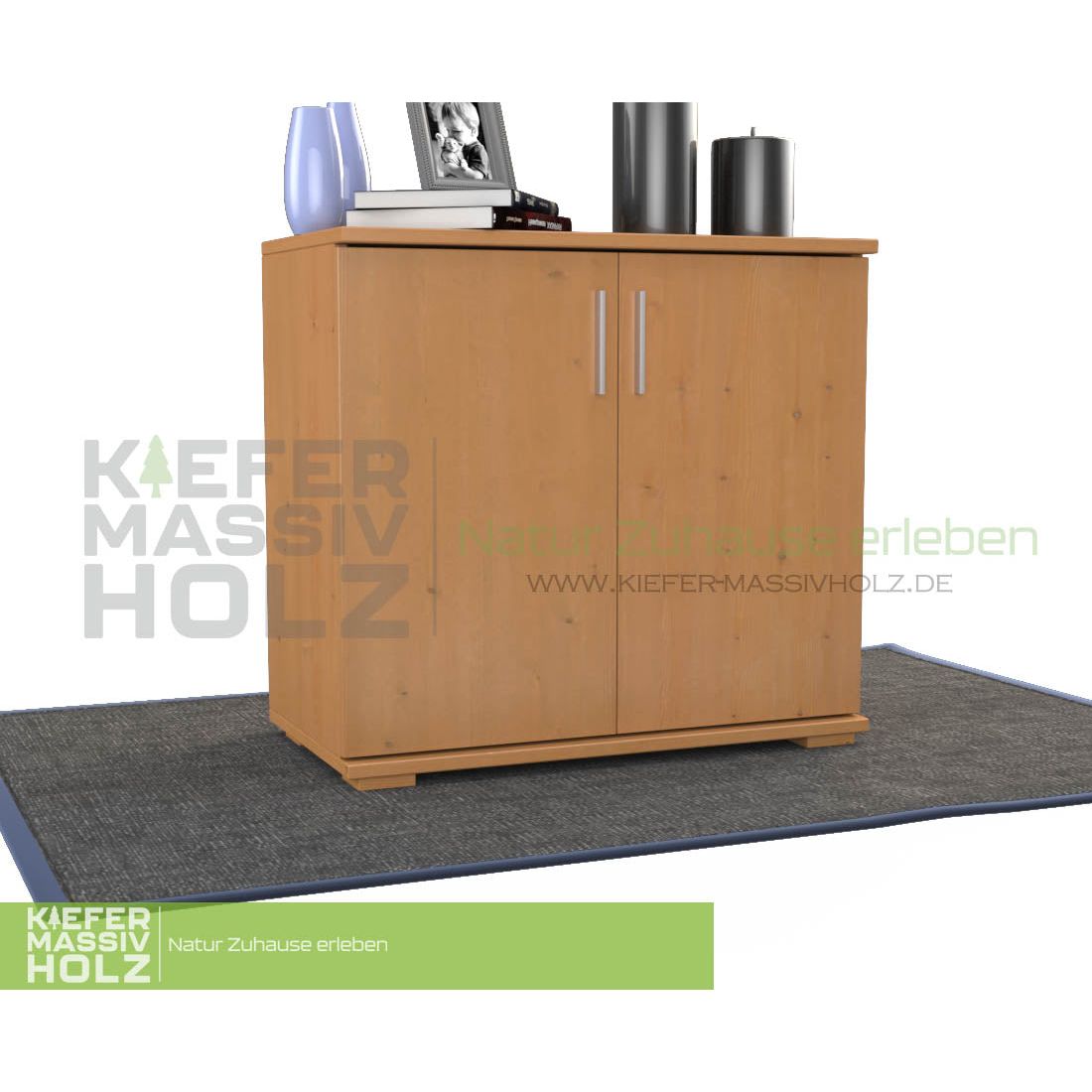 Nobis Kommode Sideboard | Anrichte | 2-Türig | 74cm hoch | 100% Bio Kiefer Massivholz