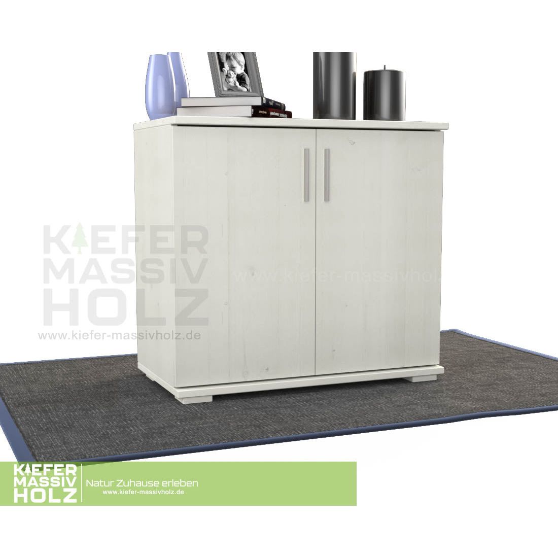 Nobis Kommode Sideboard | Anrichte | 2-Türig | 90cm hoch | 100% Bio Kiefer Massivholz