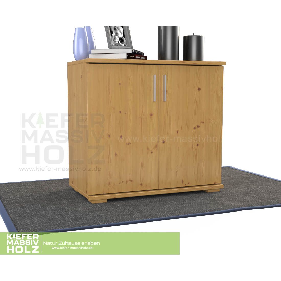 Nobis Kommode Sideboard | Anrichte | 2-Türig | 90cm hoch | 100% Bio Kiefer Massivholz