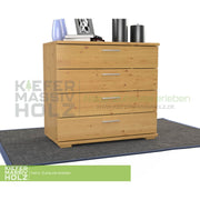 Nobis Kommode Sideboard | Anrichte | 4-Schubladen | 100% Bio Kiefer Massivholz