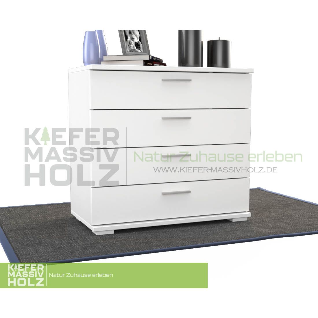 Nobis Kommode Sideboard | Anrichte | 4-Schubladen | 100% Bio Kiefer Massivholz