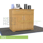 Nobis Kommode Sideboard | Anrichte | 2-Türig mit 2 Schubladen | 100% Bio Kiefer Massivholz