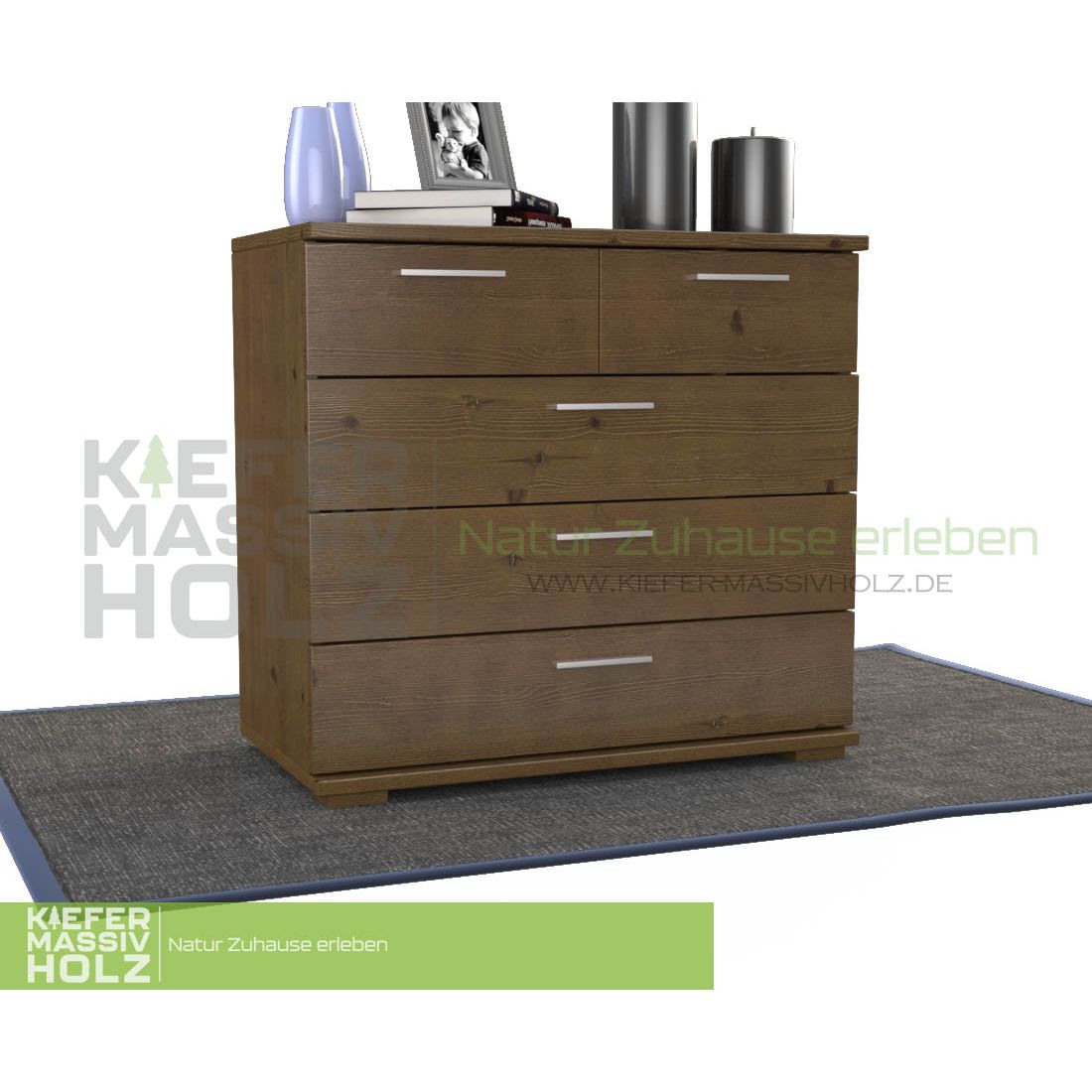 Nobis Kommode Sideboard | Anrichte | 5-Schubladen | 100% Bio Kiefer Massivholz